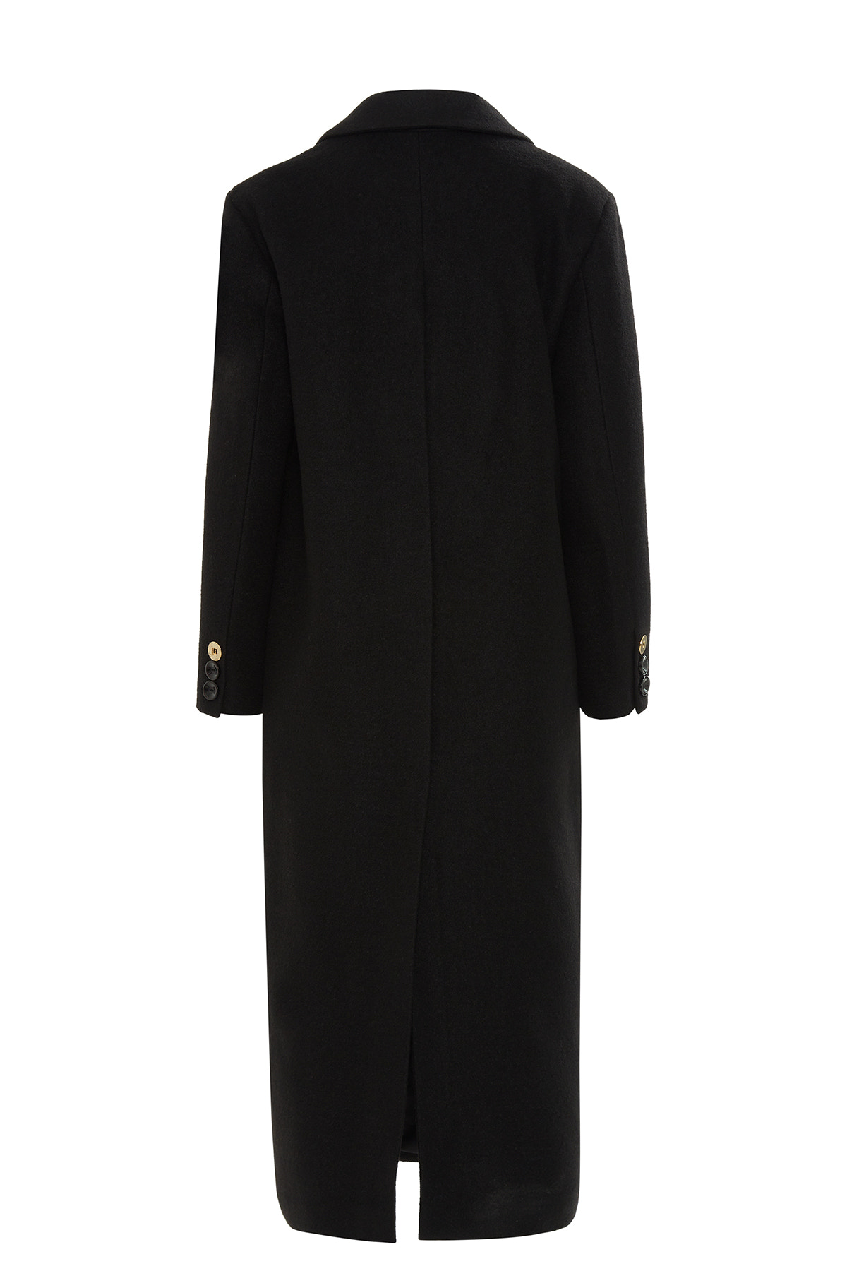 Önü Düğmeli Arkası Yırtmaçlı Midi Boy Kaşe Kaban