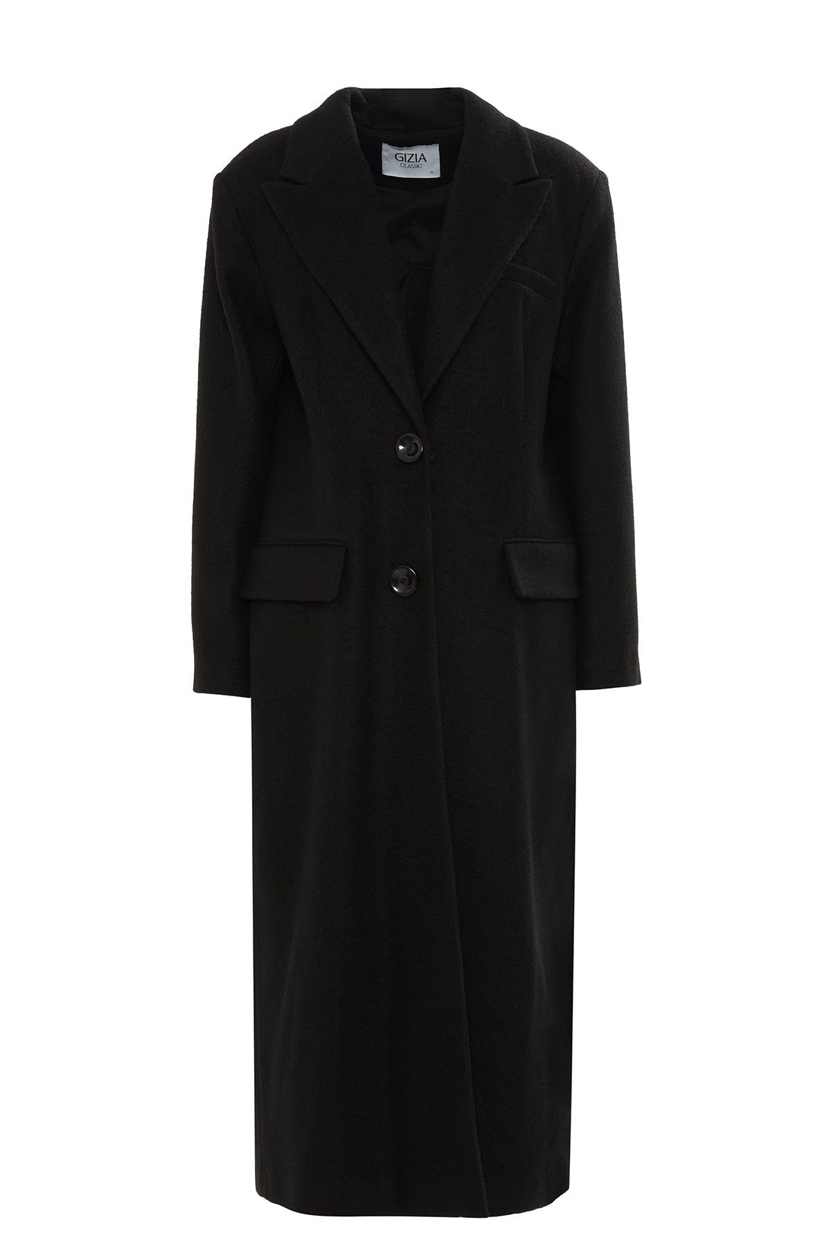 Önü Düğmeli Arkası Yırtmaçlı Midi Boy Kaşe Kaban