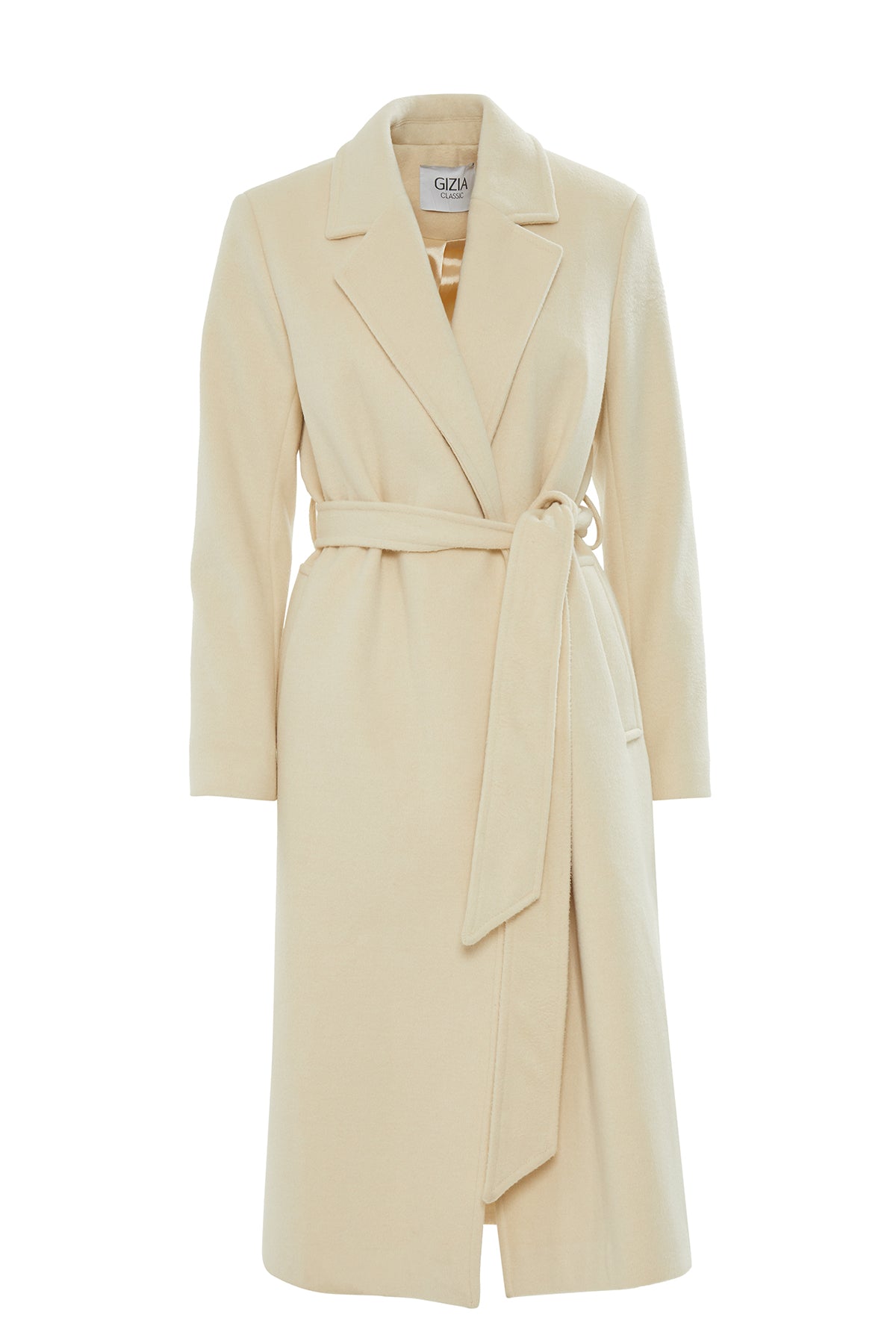 Kuşaklı Midi Boy Rahat Kesim Kaşe Kaban