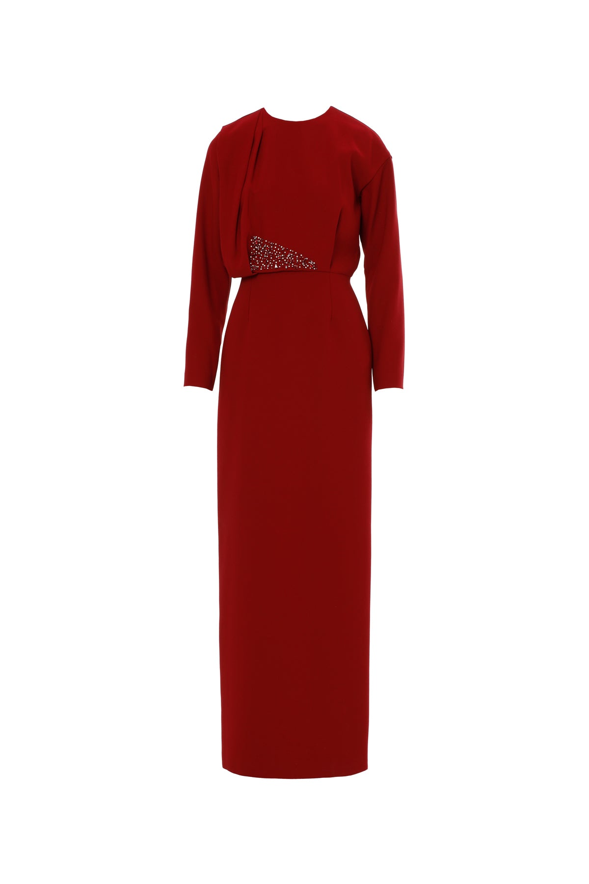 Pili Katlamalı Uzun Elbise