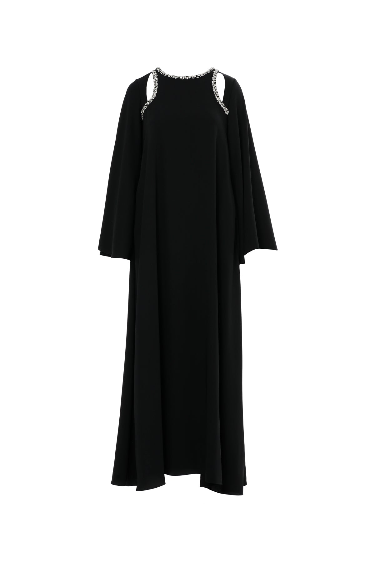 Pencere Detaylı İşlemeli Uzun Elbise