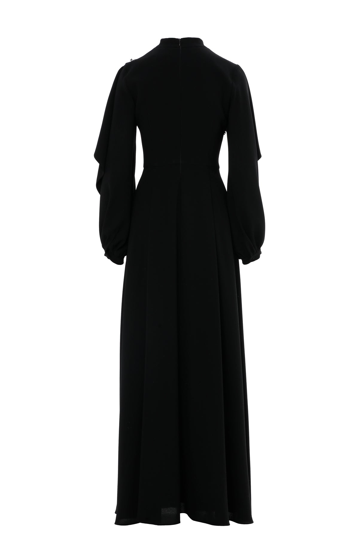 Önü Yırtmaçlı İşlemeli Uzun Elbise