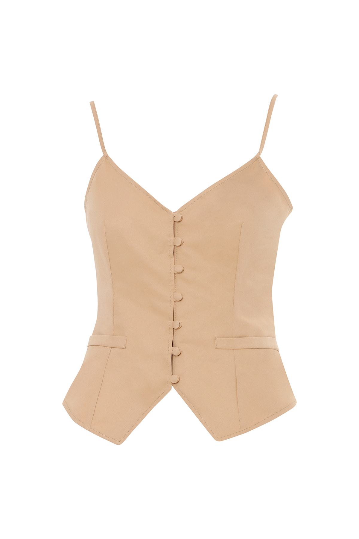 Önden Düğmeli İp Askılı Bluz