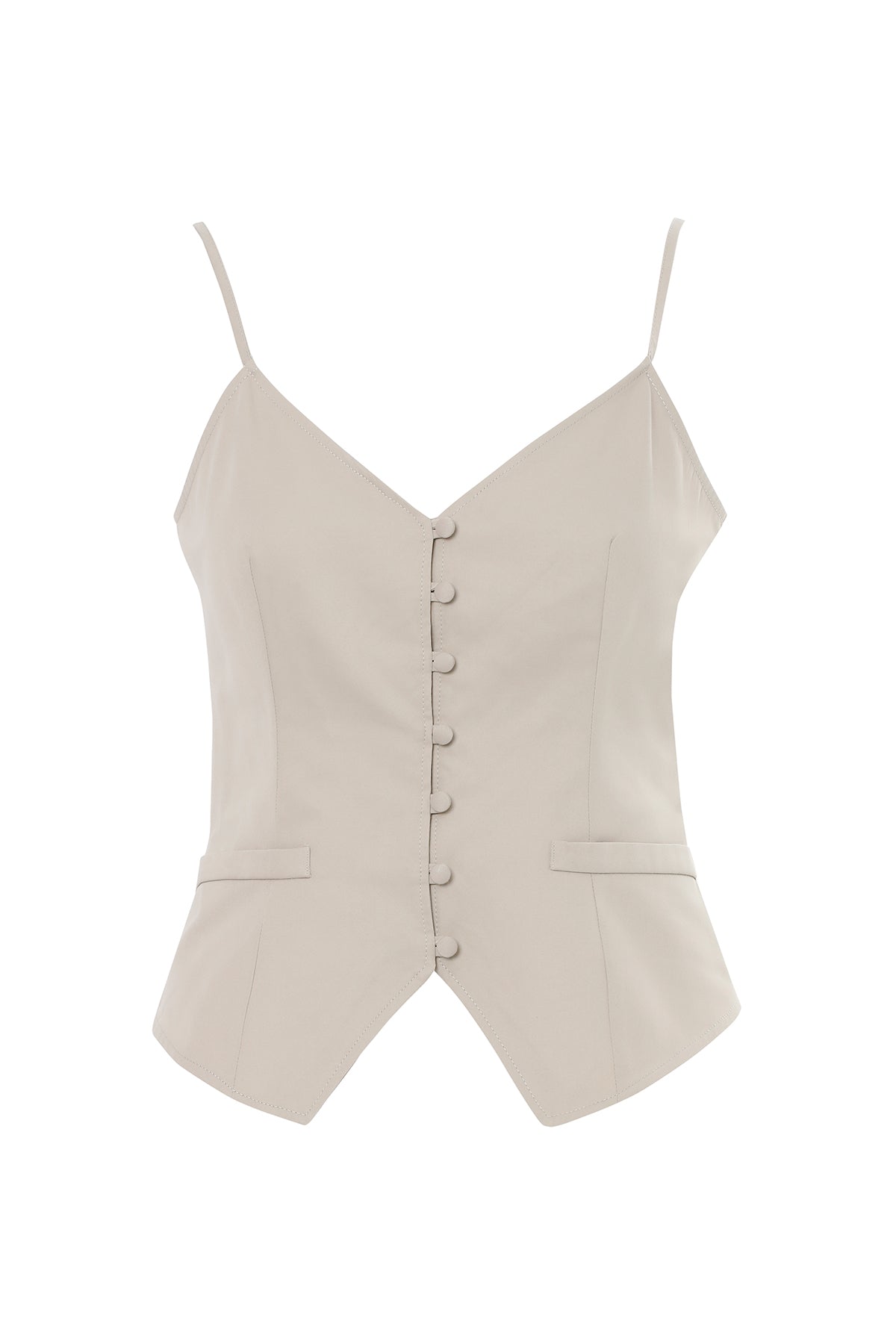 Önden Düğmeli İp Askılı Bluz