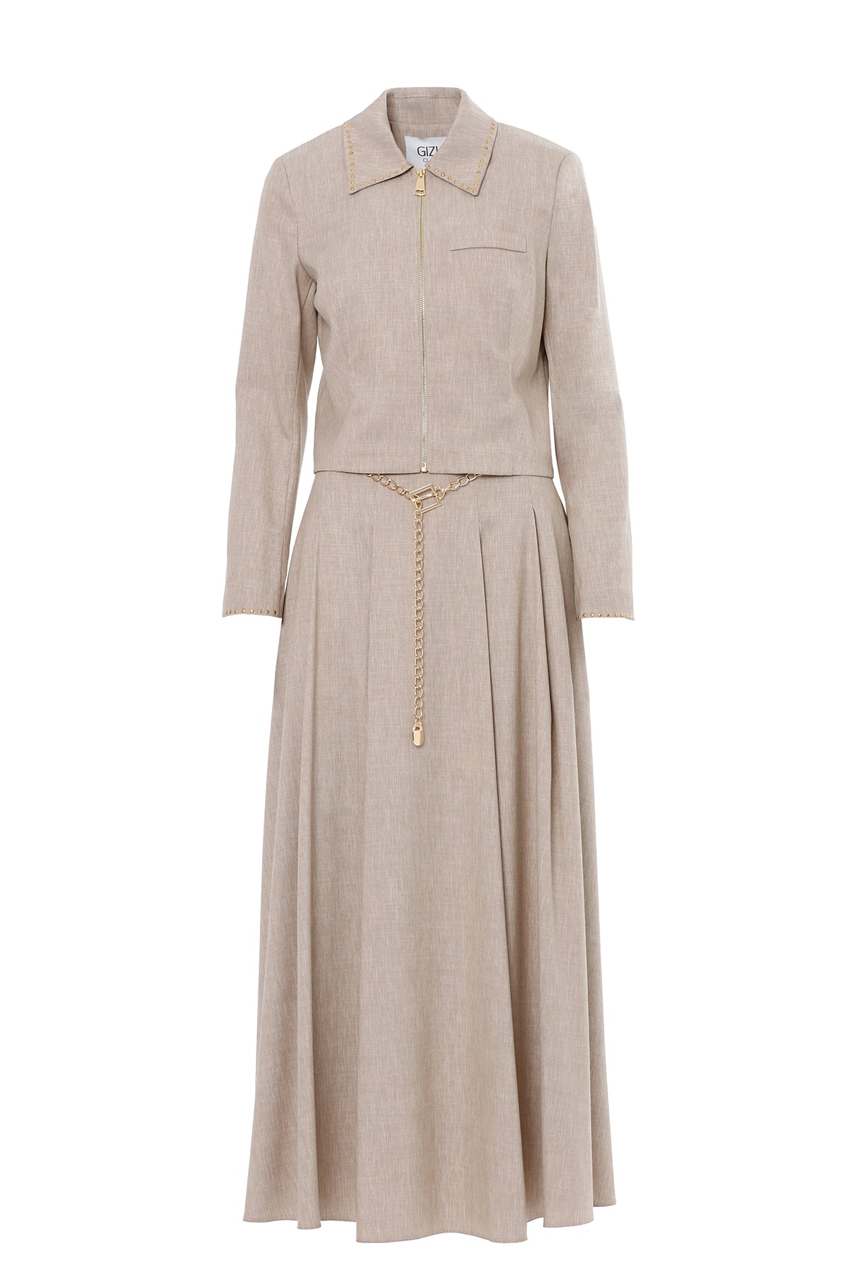 Fermuarlı Ceket Ve Volanlı Etekli Takım