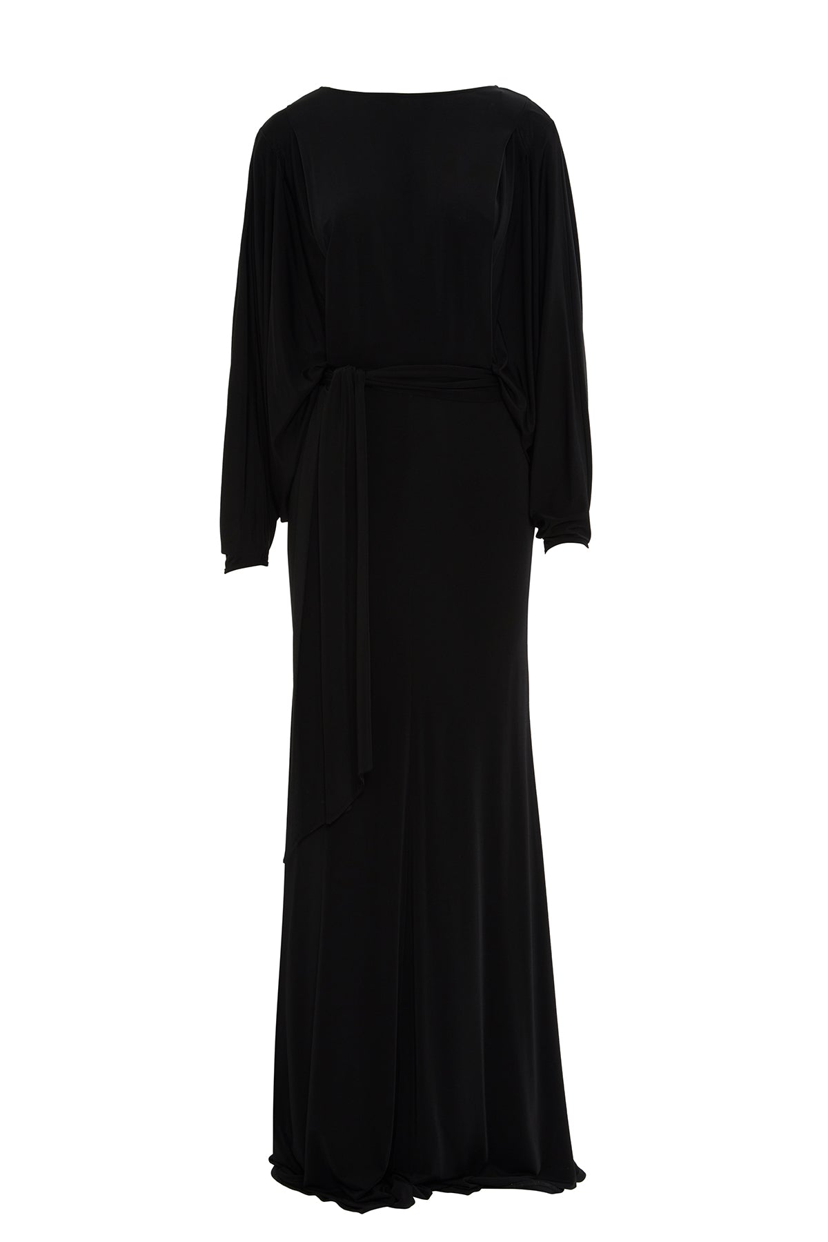 Sırt Dekolteli Etek Ucu Geniş Kalem Form Uzun Elbise