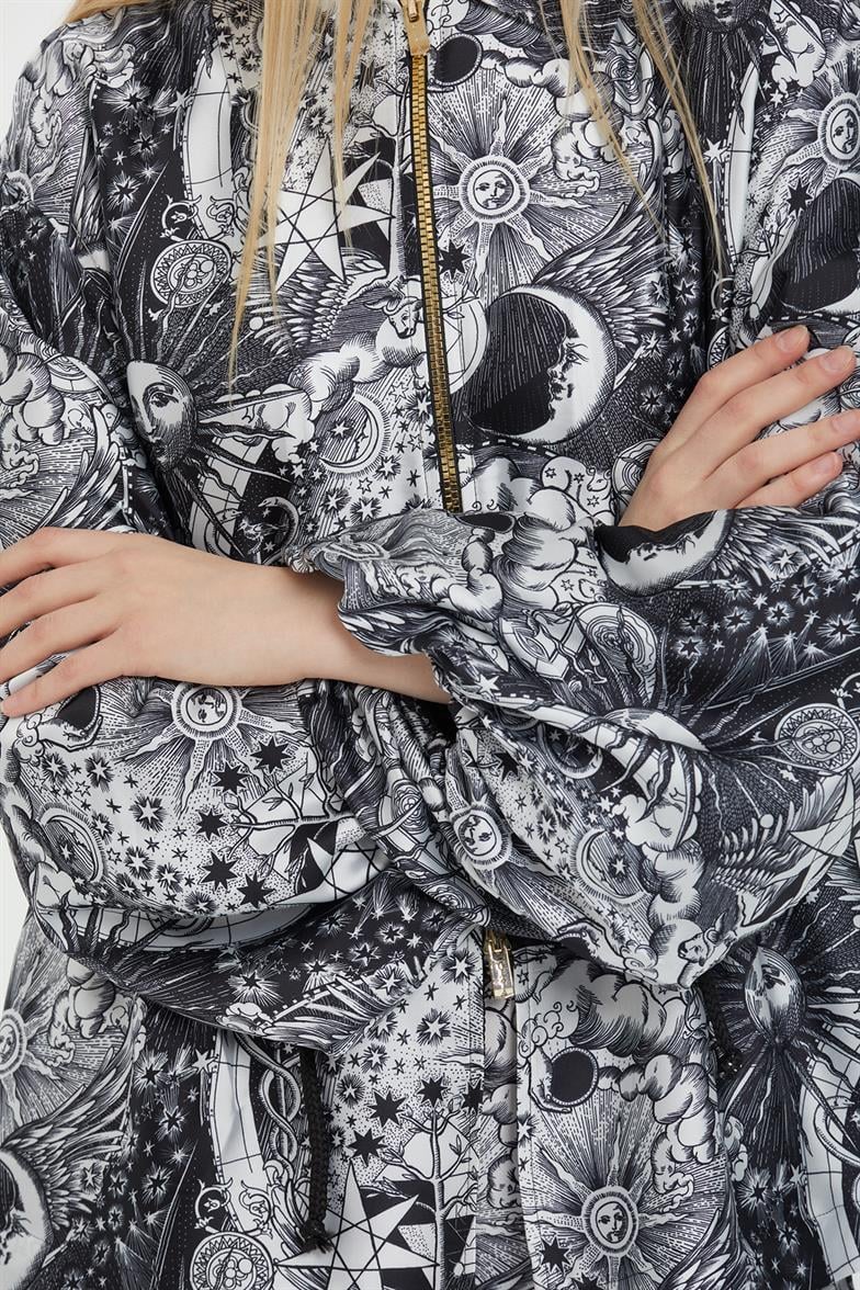 Kolları Büzgülü Desenli Salaş Takım