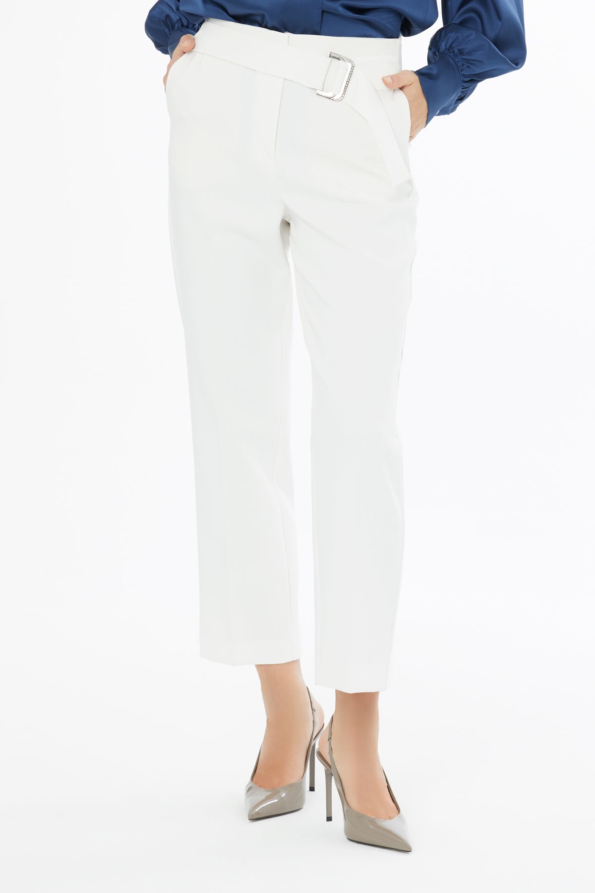 Toka Detaylı Yüksek Bel Pantolon