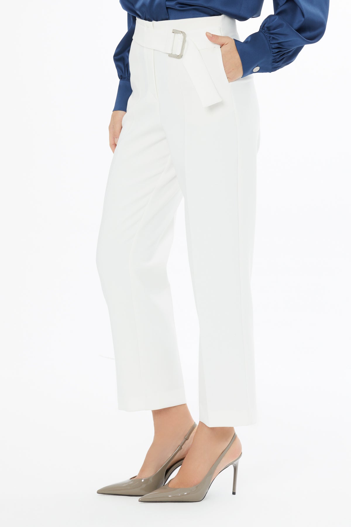 Toka Detaylı Yüksek Bel Pantolon