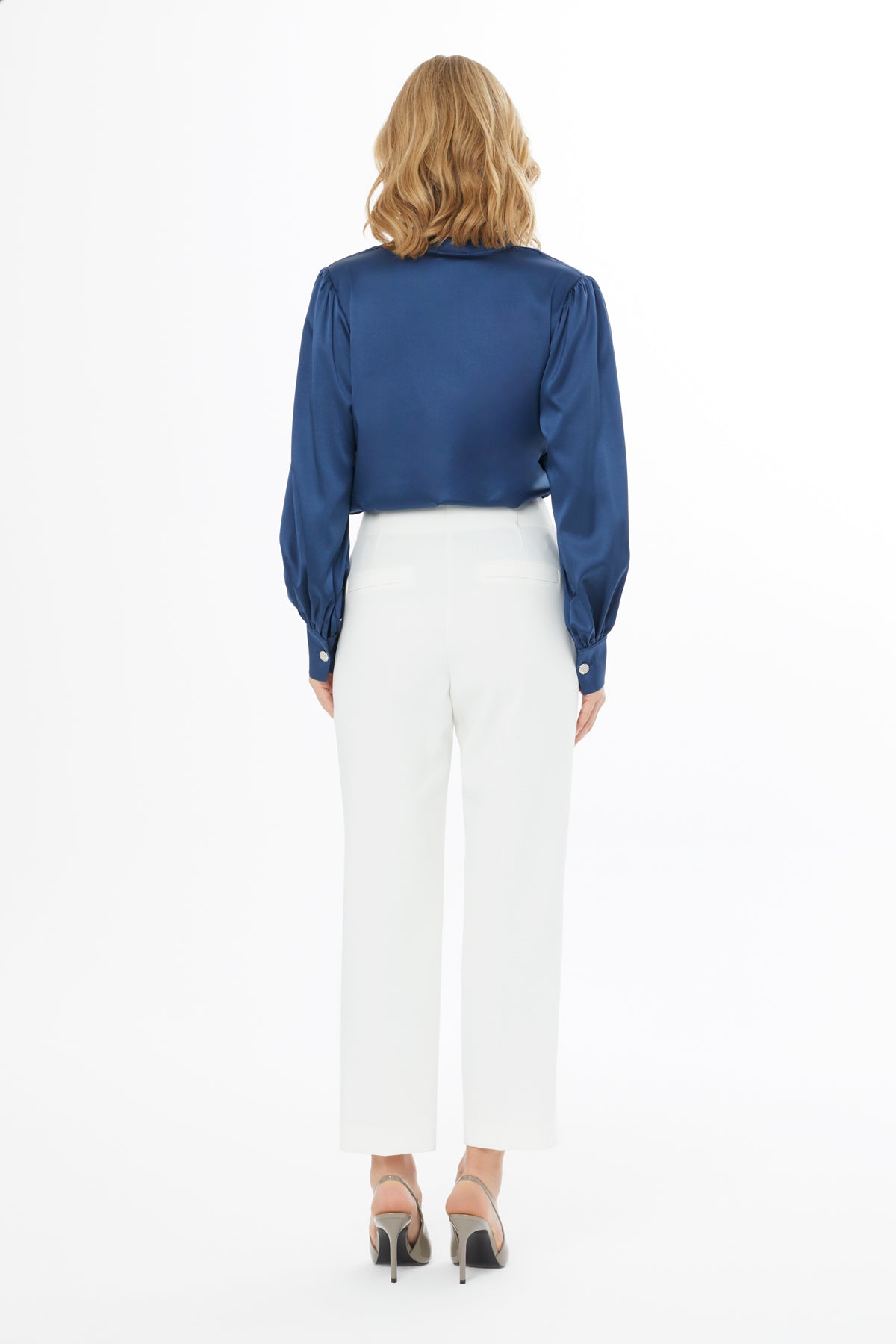 Toka Detaylı Yüksek Bel Ekru Pantolon