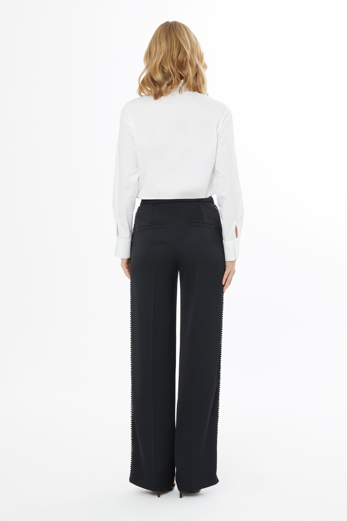 Şerit Aksesuarlı Agraf Kapamalı Pantolon