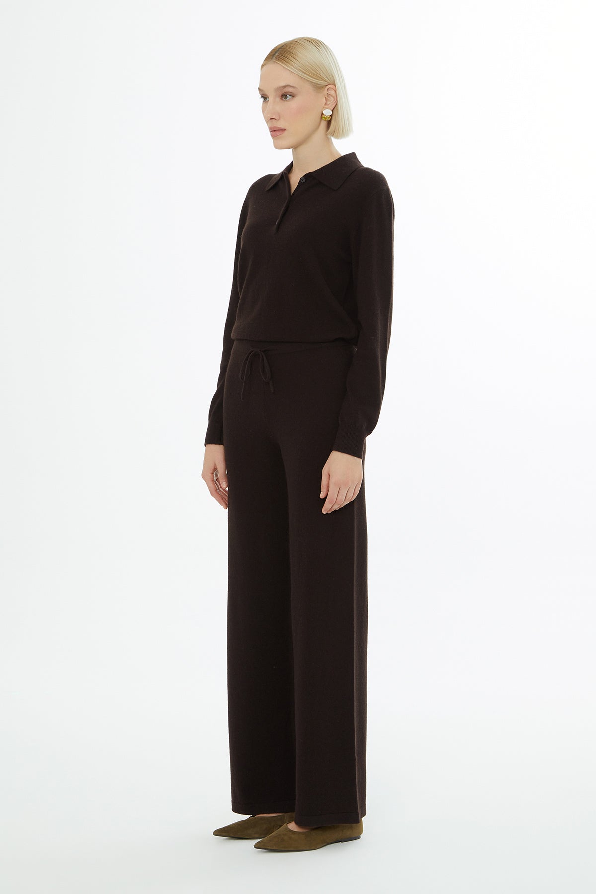 Belinde Kendi Kumaşından Triko Pantolon