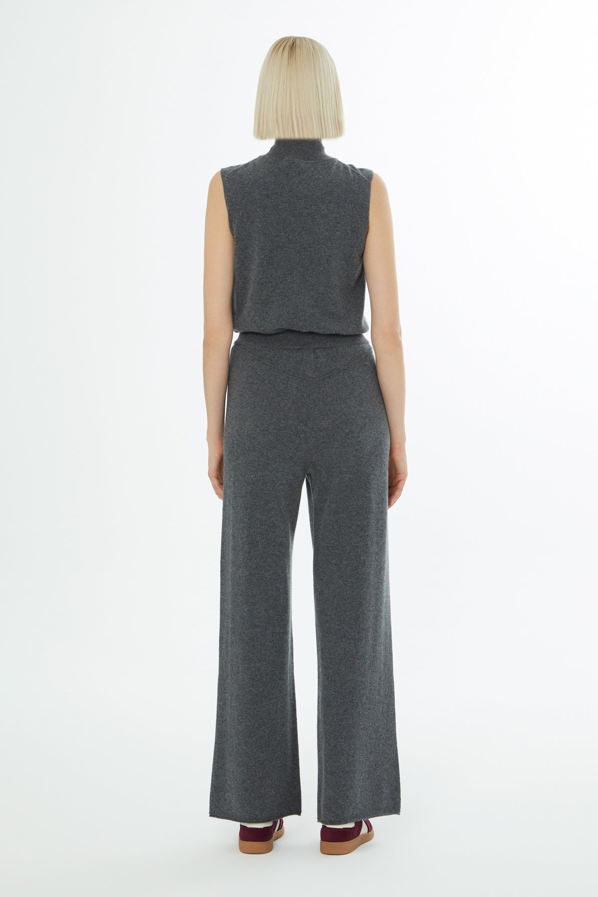 Beli Lastikli Geniş Paça Triko Pantolon