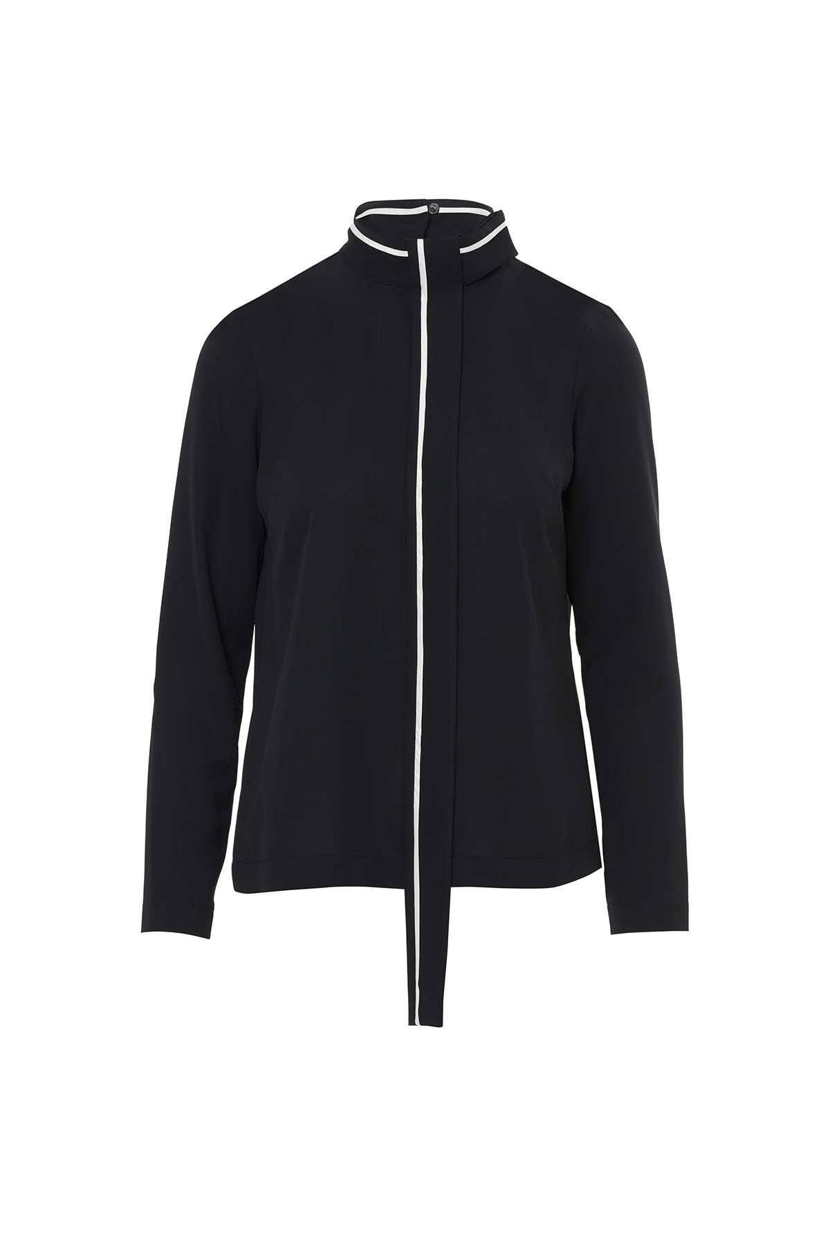 Dik Yakalı Kuşak Detaylı Arkadan Kapalı Gömlek