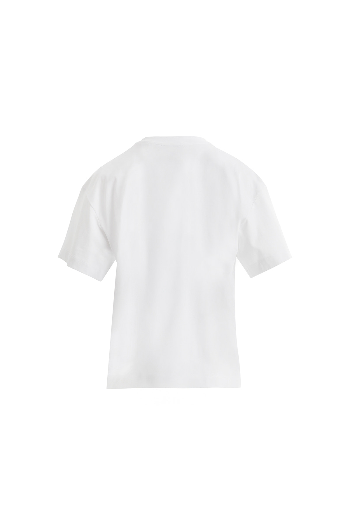 Ön Şerit Aksesuarlı Kısakollu Beyaz T-shirt