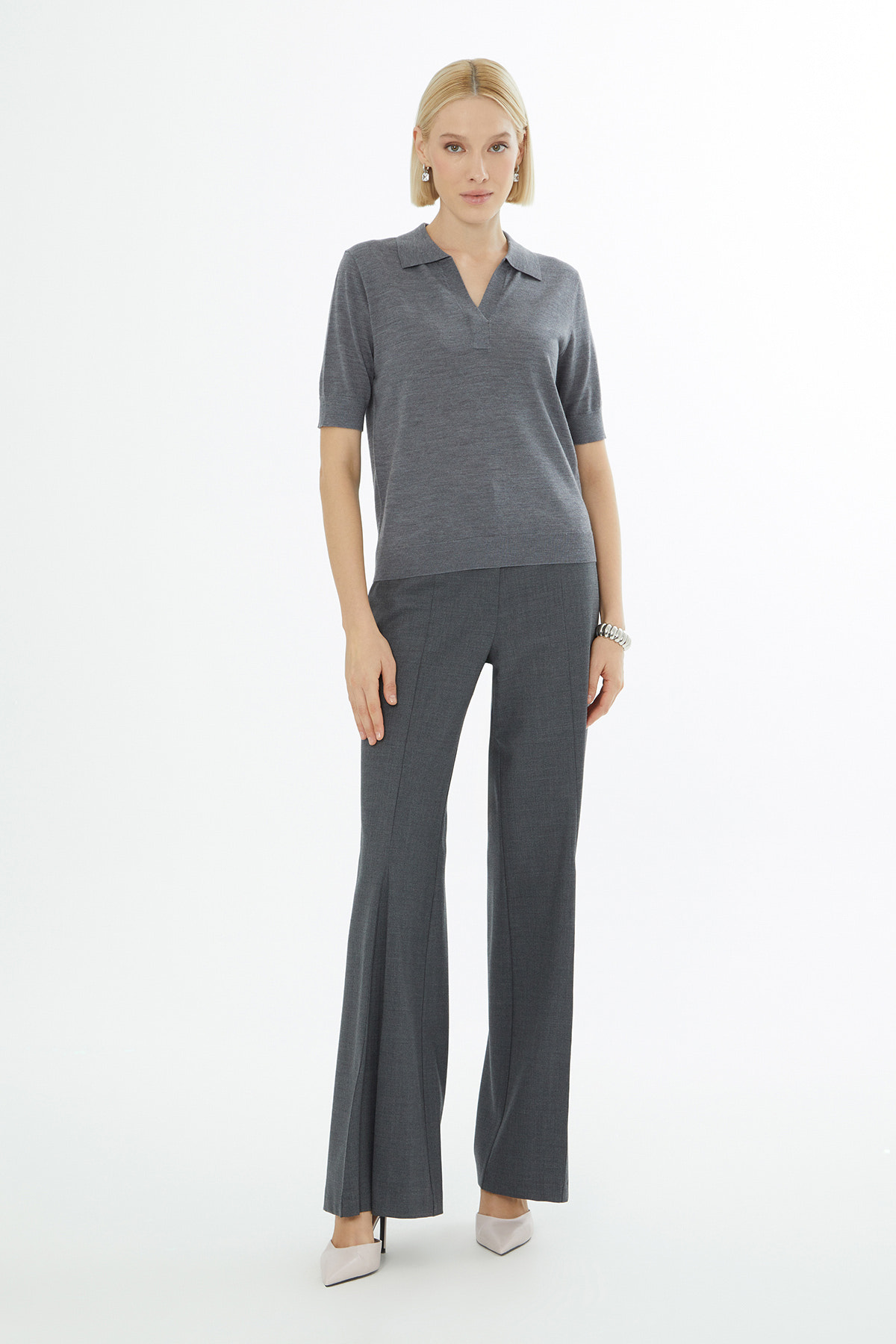 Gömlek Yakalı Truvakar Kollu Triko