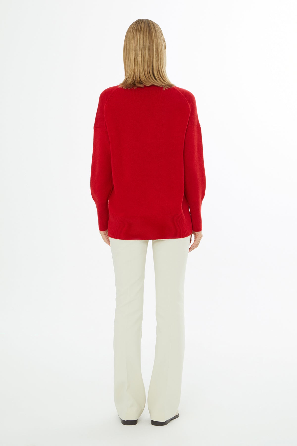 Bisiklet Yaka Uzun Kollu Kırmızı Kazak