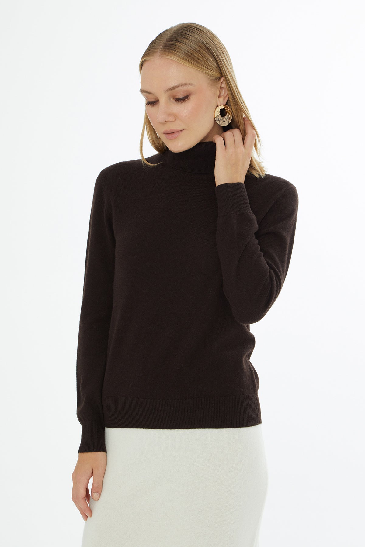 Boğazlı Uzun Kollu Triko Kazak