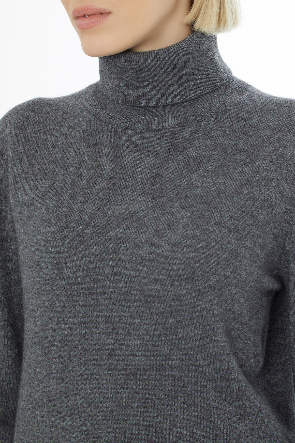 Boğazlı Uzun Kollu Yün Karışımlı Kazak