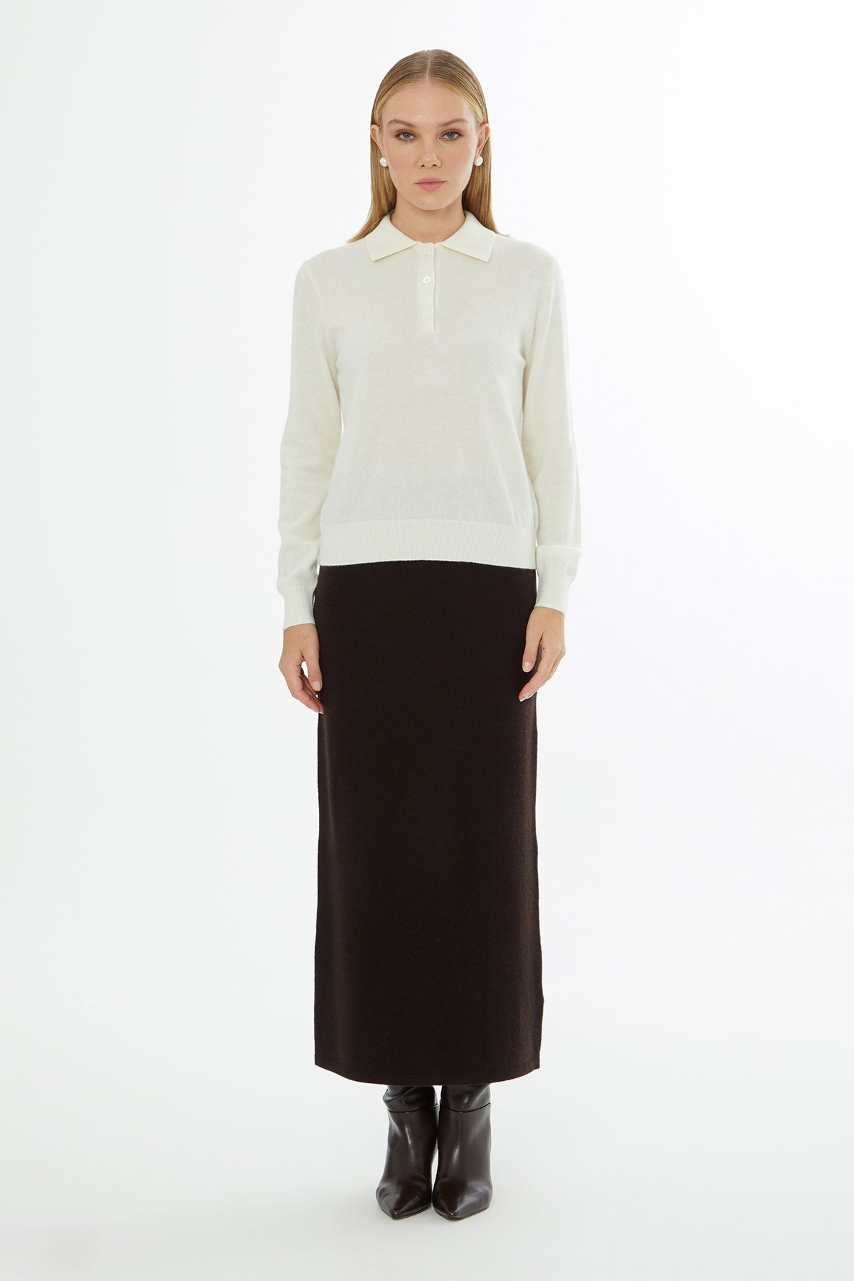 Gömlek Yakalı Düğme Kapamalı Kazak