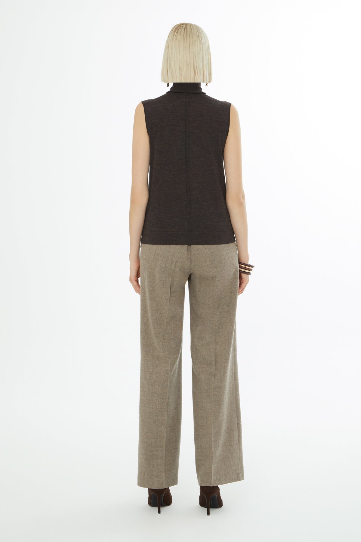 Dik Yaka Yün Karışımlı Triko Kazak