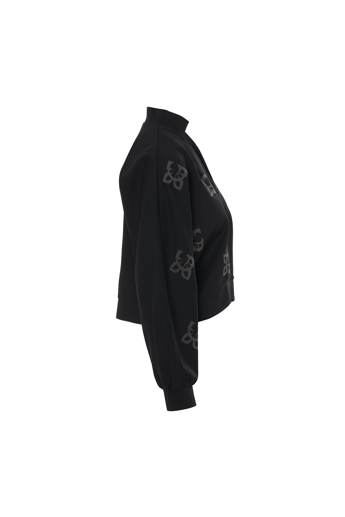 Yarasa Kollu Logo Baskılı Siyah Ceket