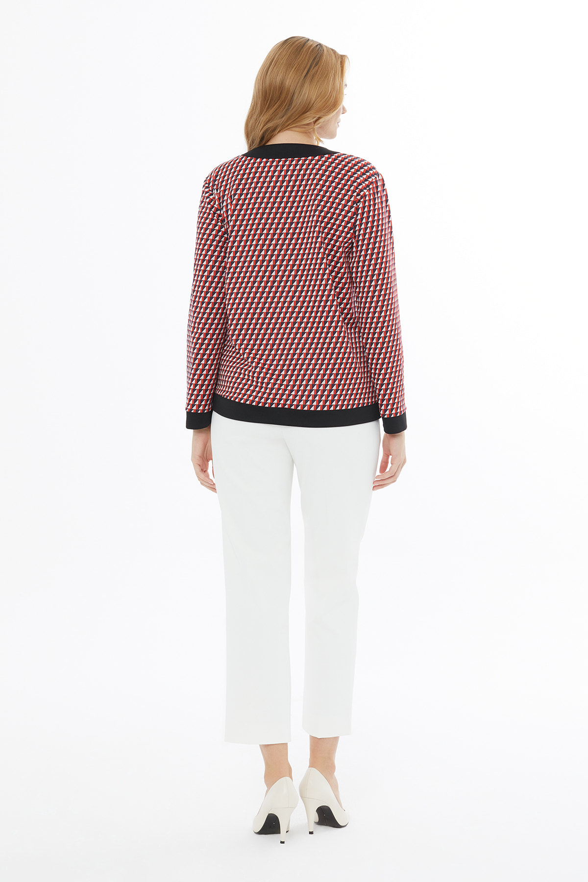 V Yakalı Süs Cepli Ceket