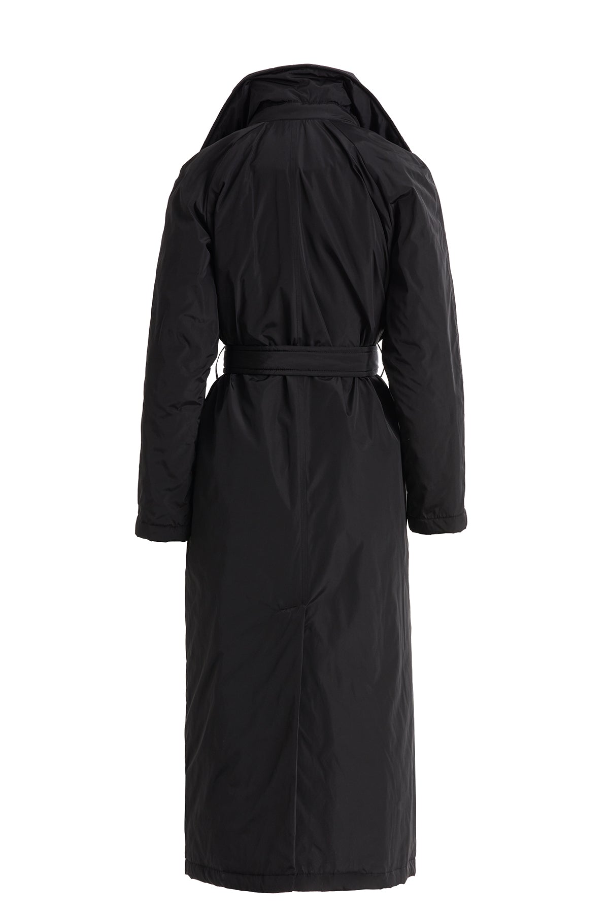 Seyyar Kumaşlı Uzun Kapitone Siyah Mont