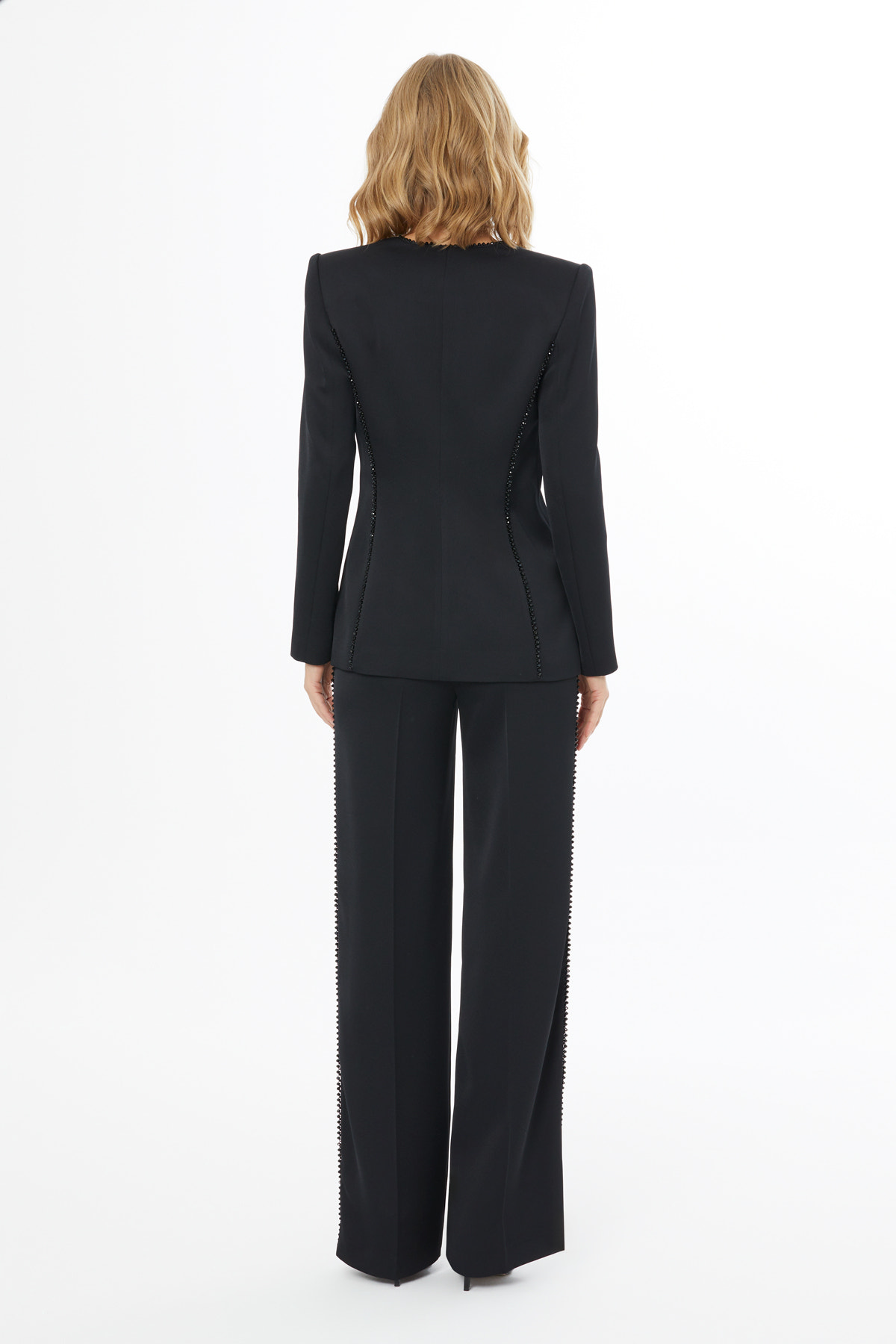 Vatkalı Şerit Aksesuarlı Kadın Ceket