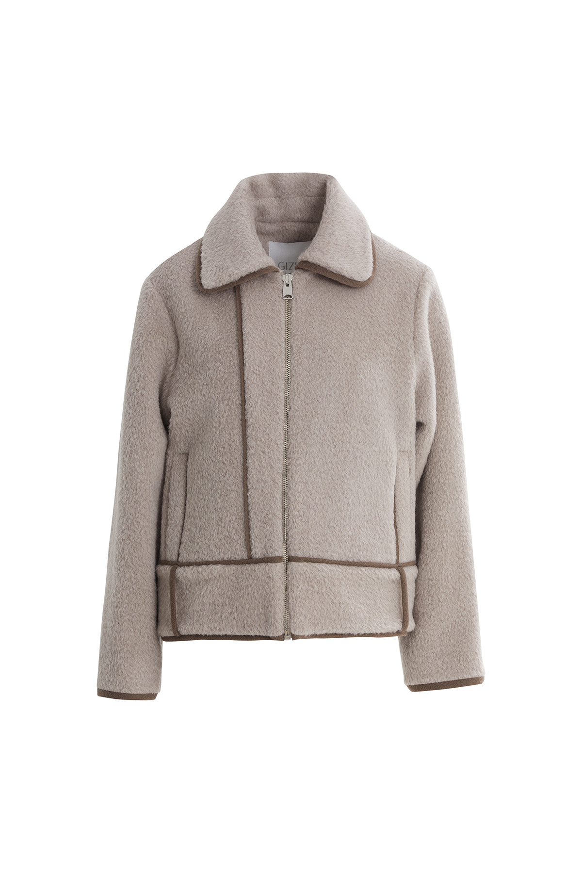 Biye Detaylı Gömlek Yaka Yünlü Mont