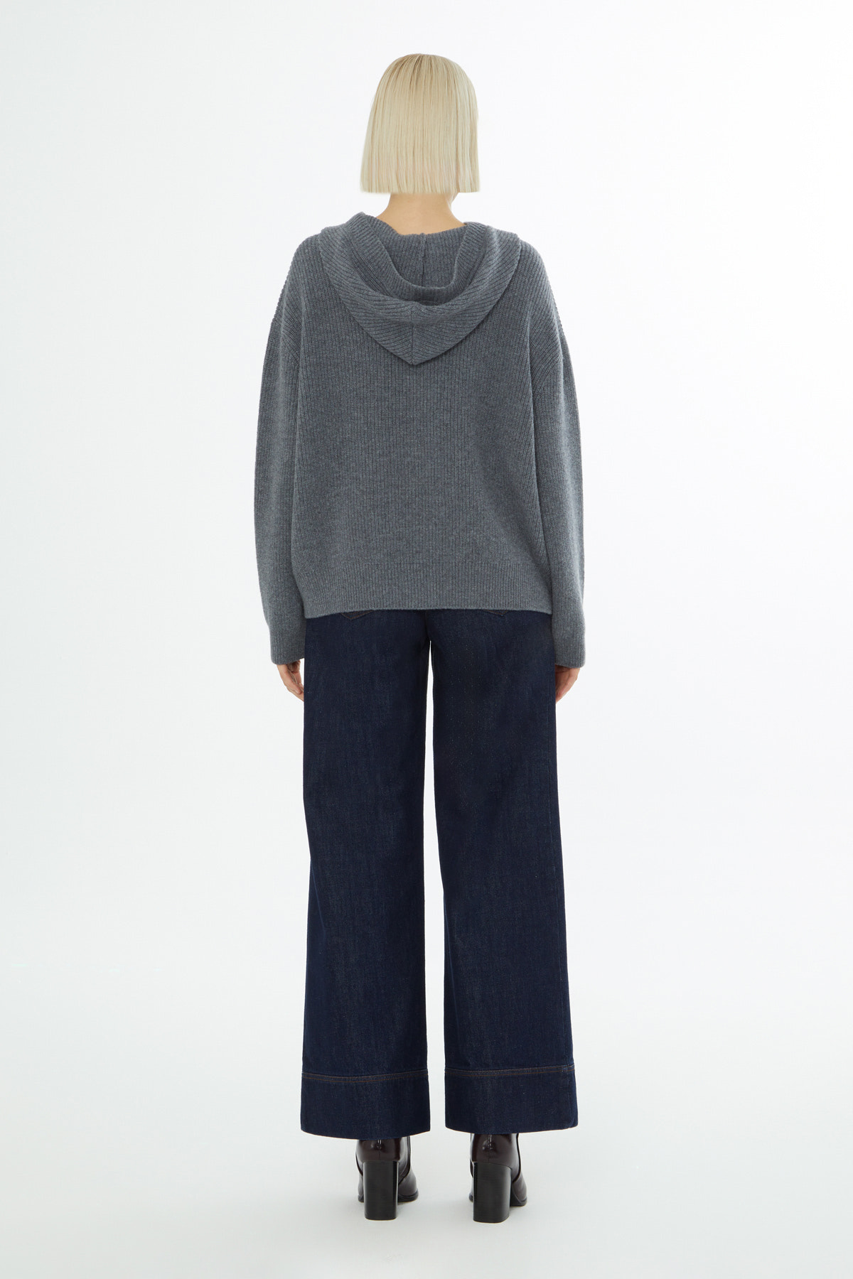 Kapüşon Yaka Fermuar Kapamalı Uzun Kollu Hırka