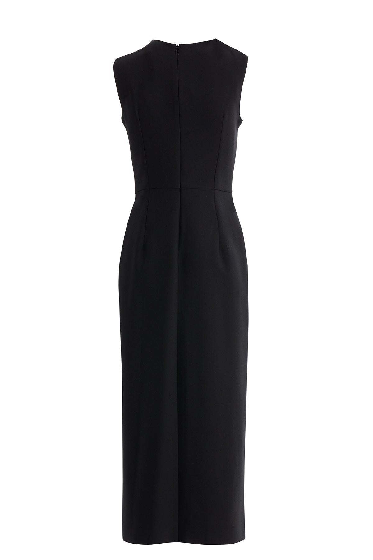 Omuzda Drepe Detaylı Yırtmaçlı Siyah Elbise