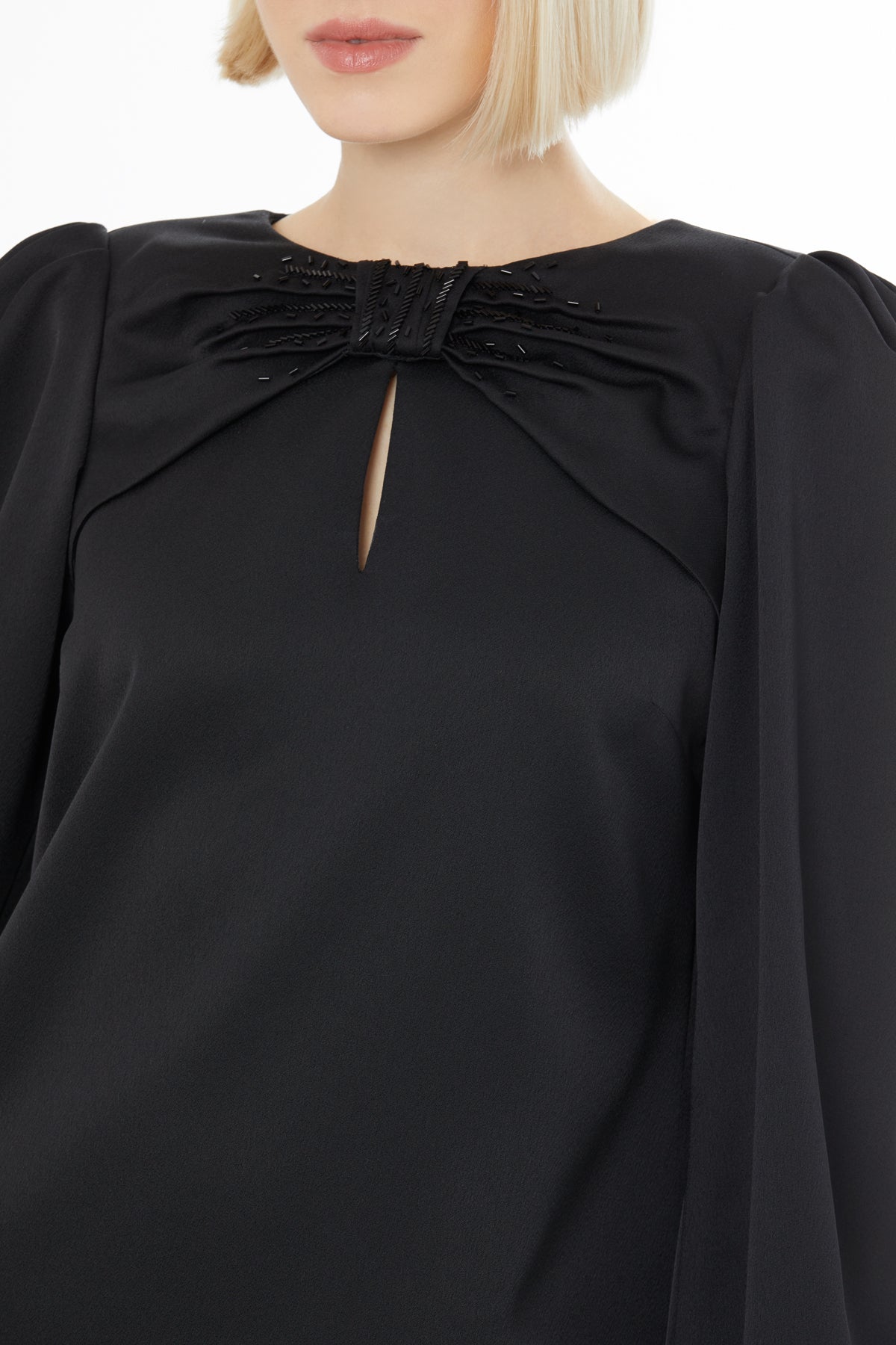 Vatkalı Uzun Kollu Mini Elbise