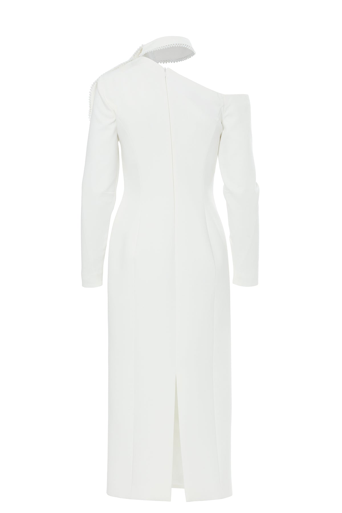 Fiyonk Yaka Gizli Fermuarlı İşlemeli Elbise