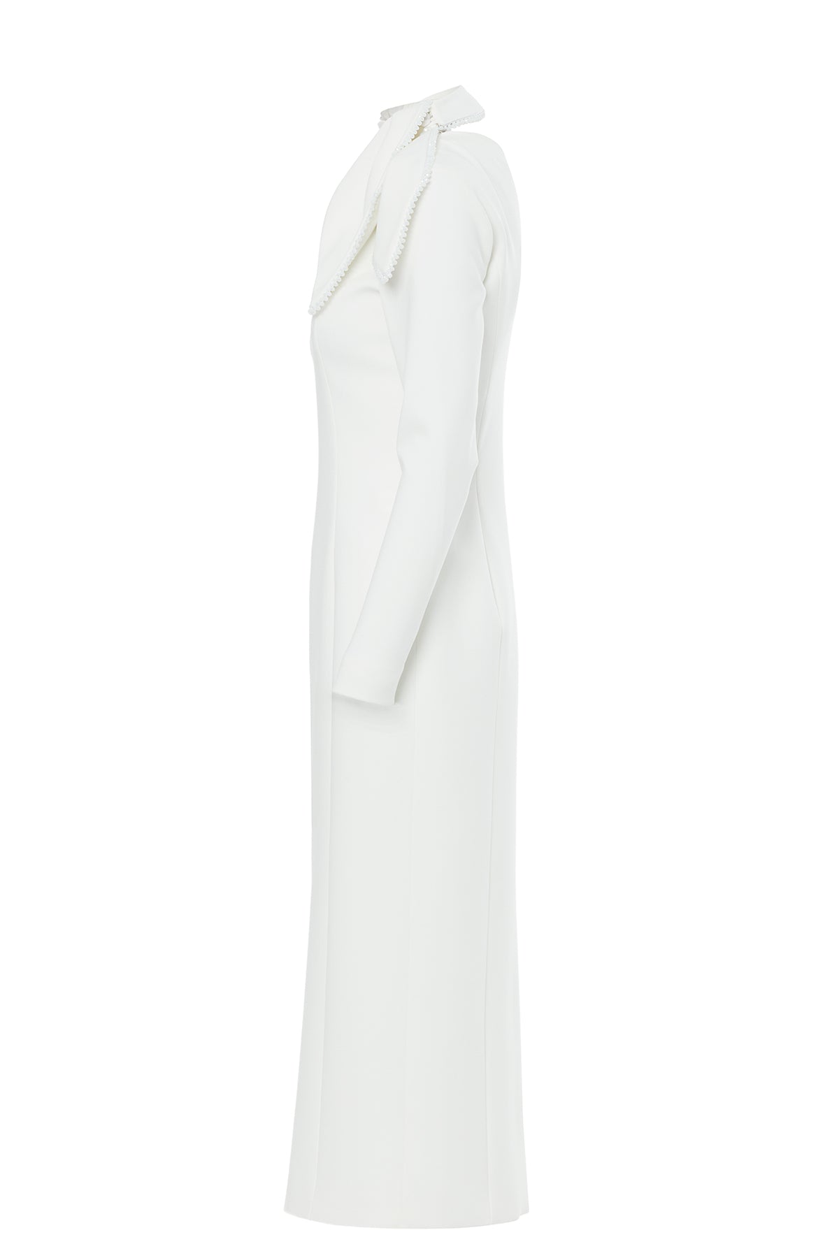 Fiyonk Yaka Gizli Fermuarlı İşlemeli Elbise