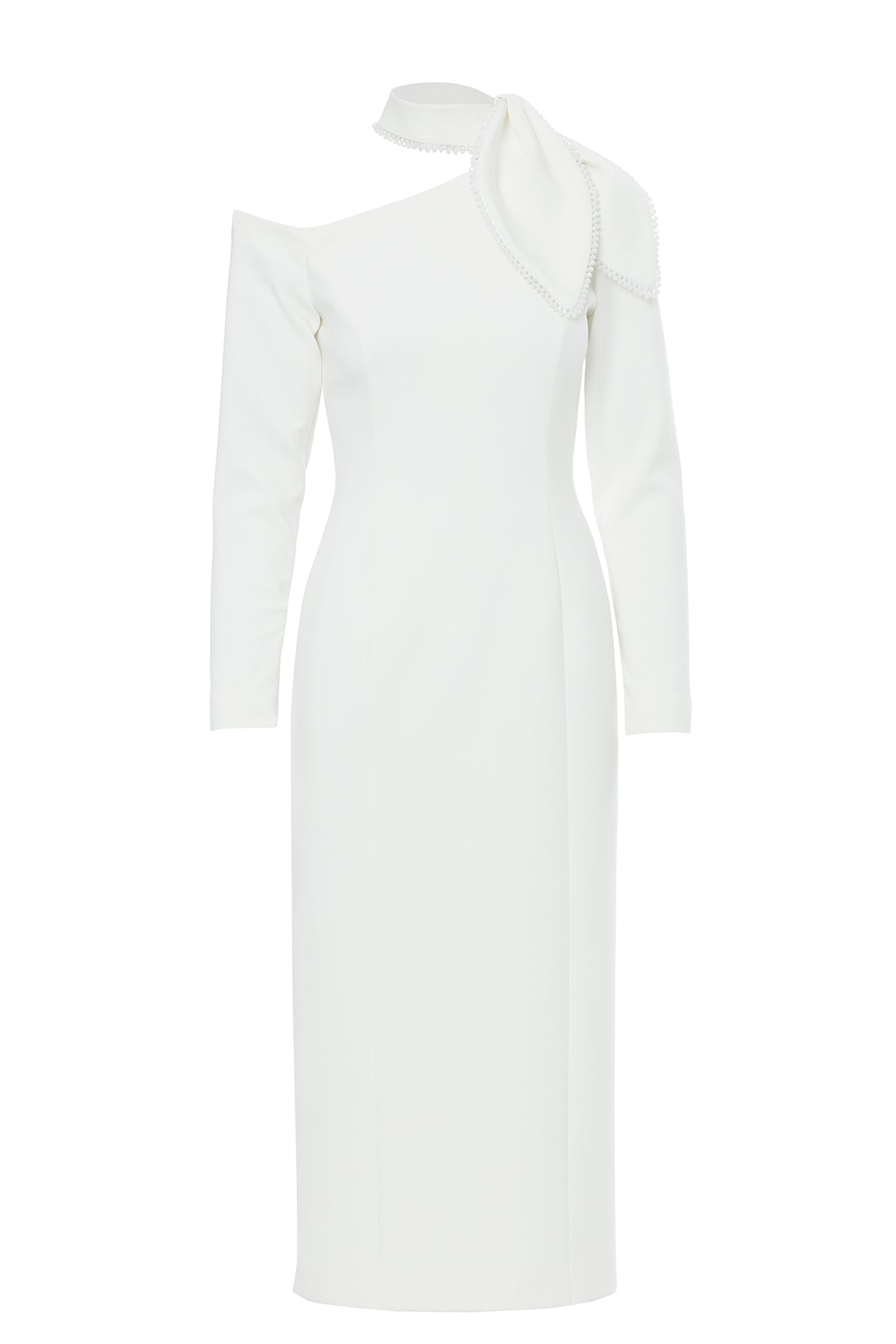 Fiyonk Yaka Gizli Fermuarlı İşlemeli Elbise