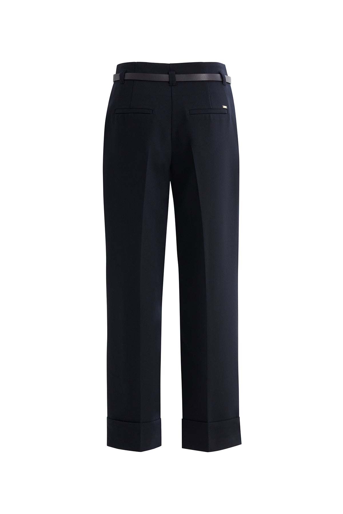 Double Paça Kemerli Lacivert Pantolon