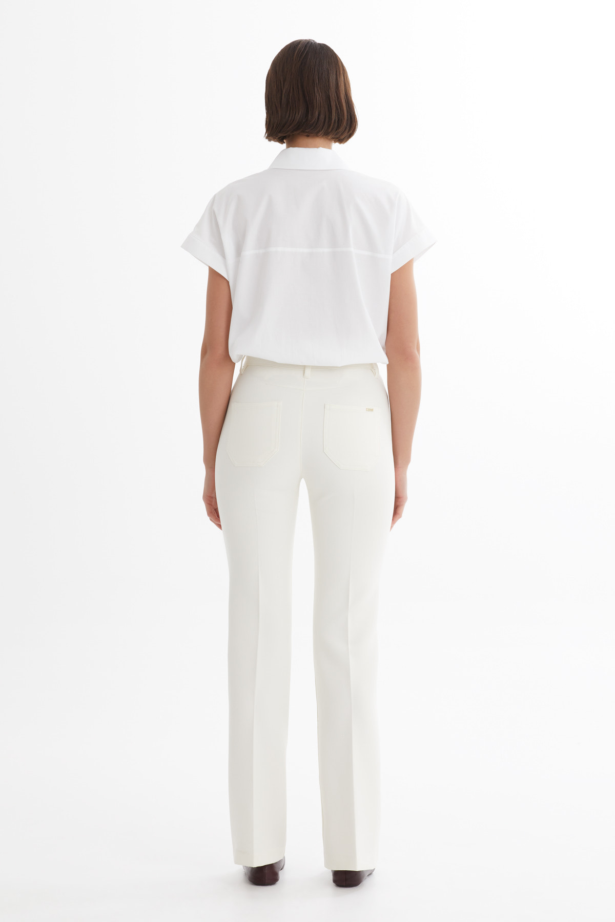 Nervür Dikişli Ekru Pantolon