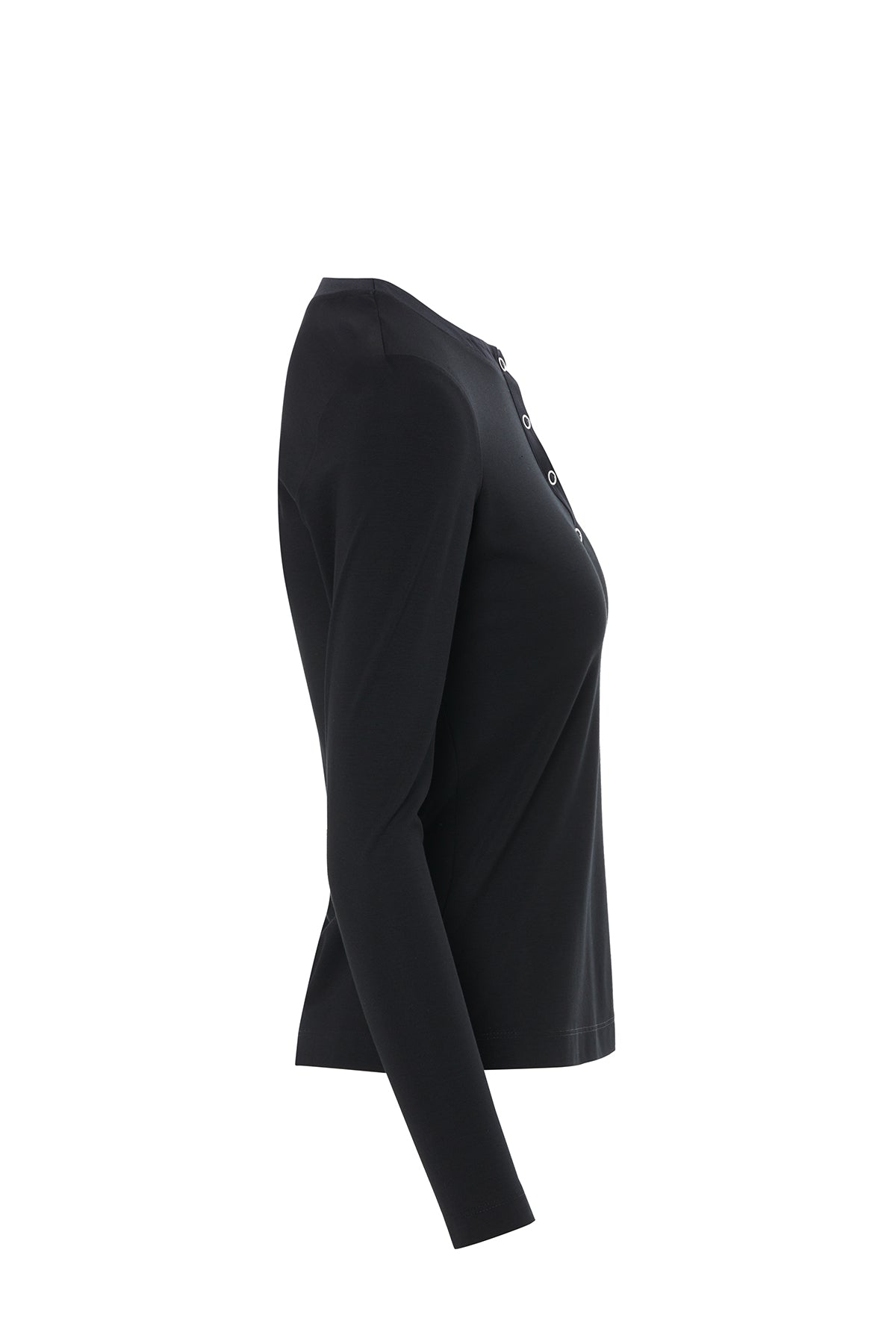 Ön Pat Çıtçıtlı Uzun Kol T-Shirt