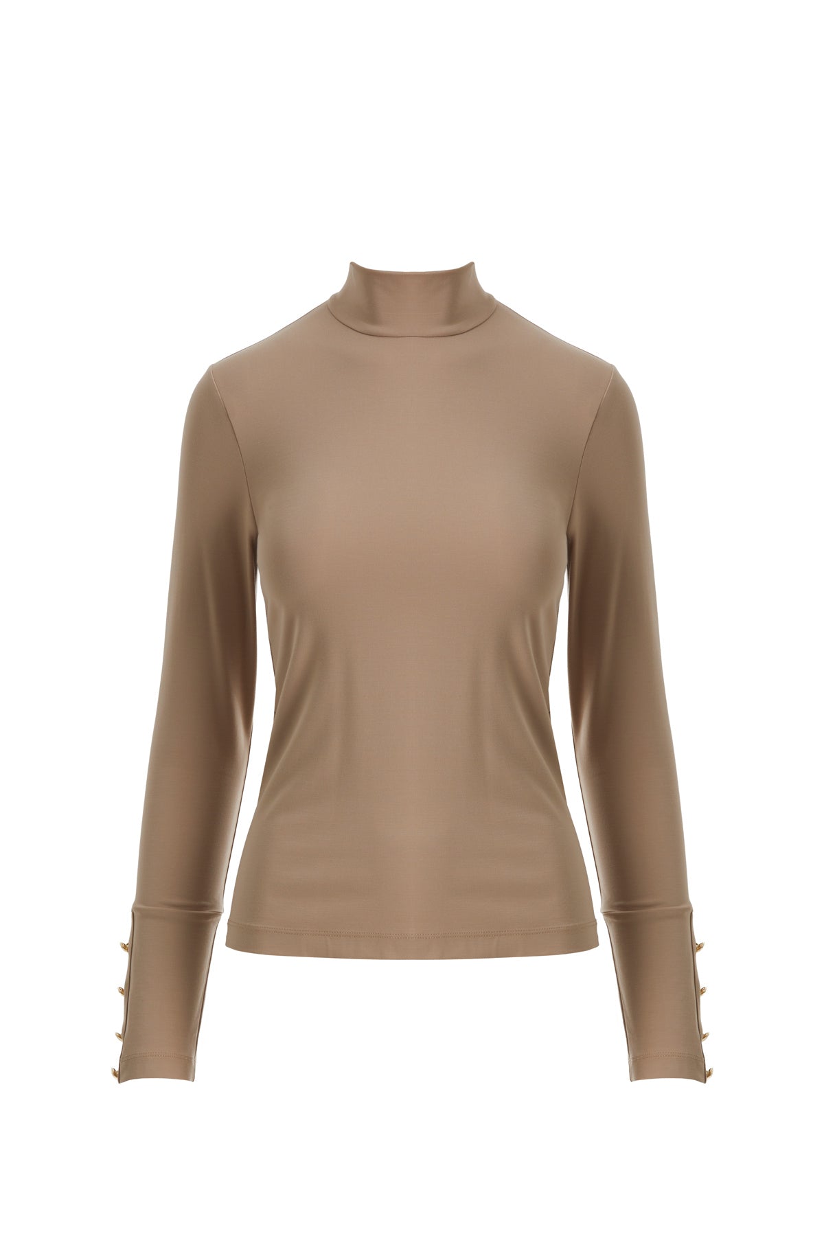 Kol Düğmeli Boğazlı Bej Kazak