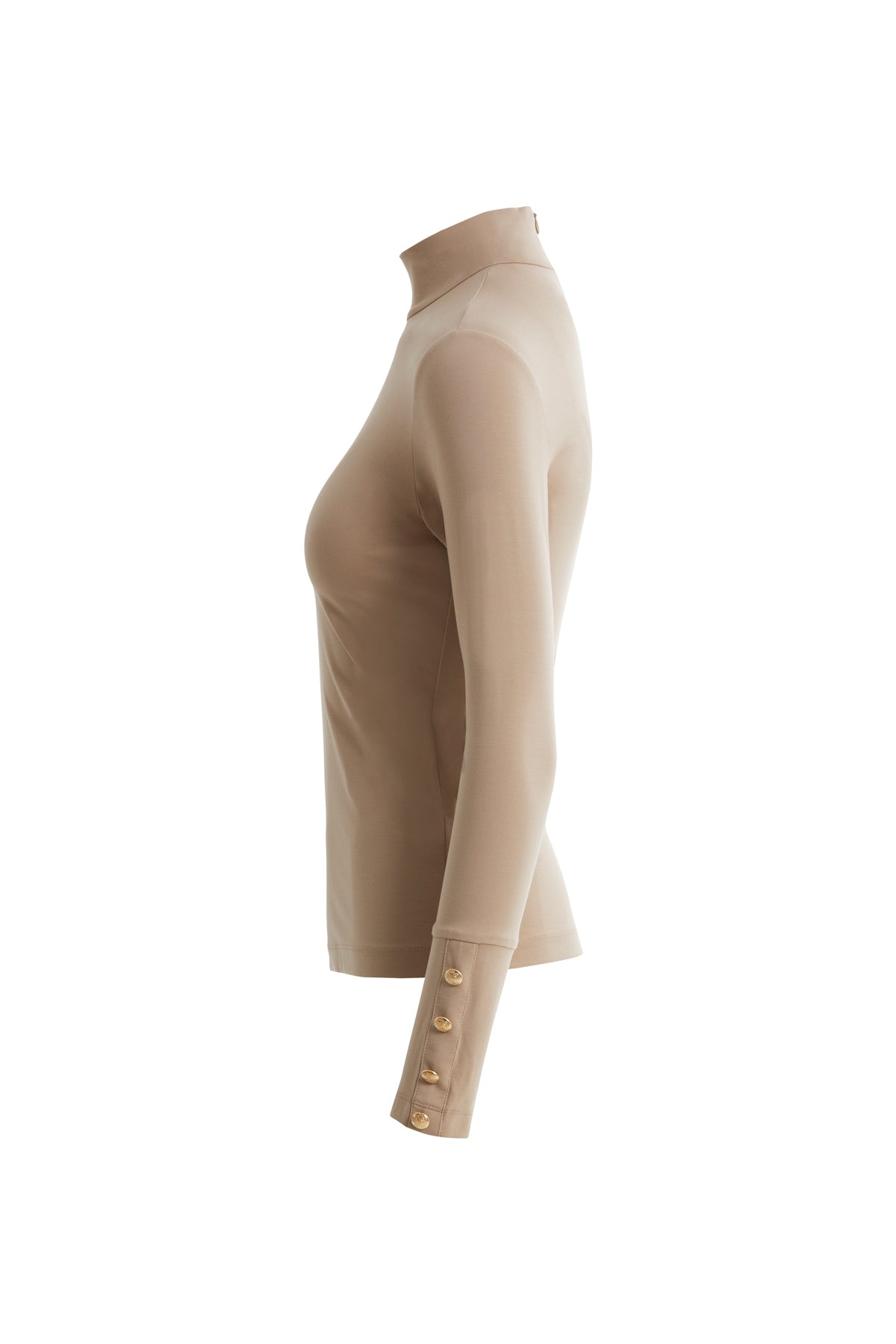 Kol Düğmeli Boğazlı Bej Kazak