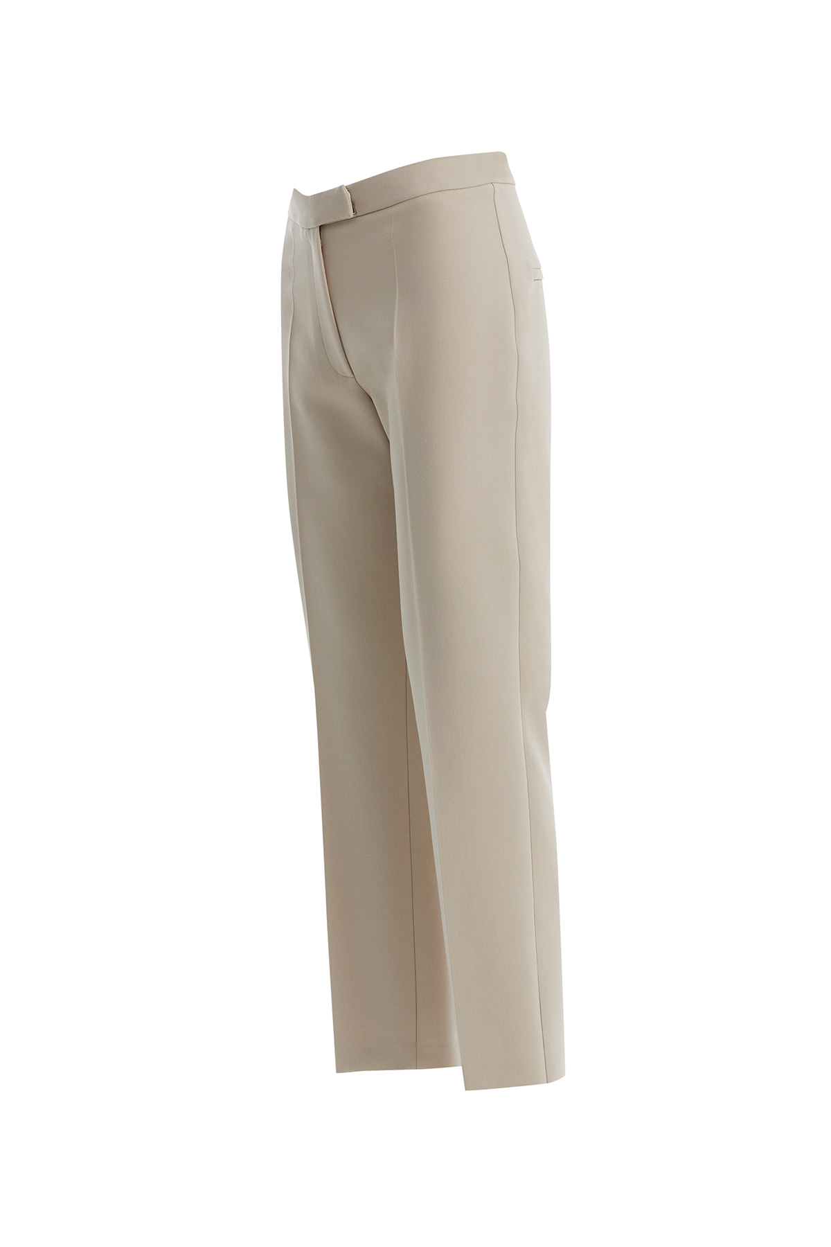Düz Kesim Kanca Kapamalı Bej Pantolon