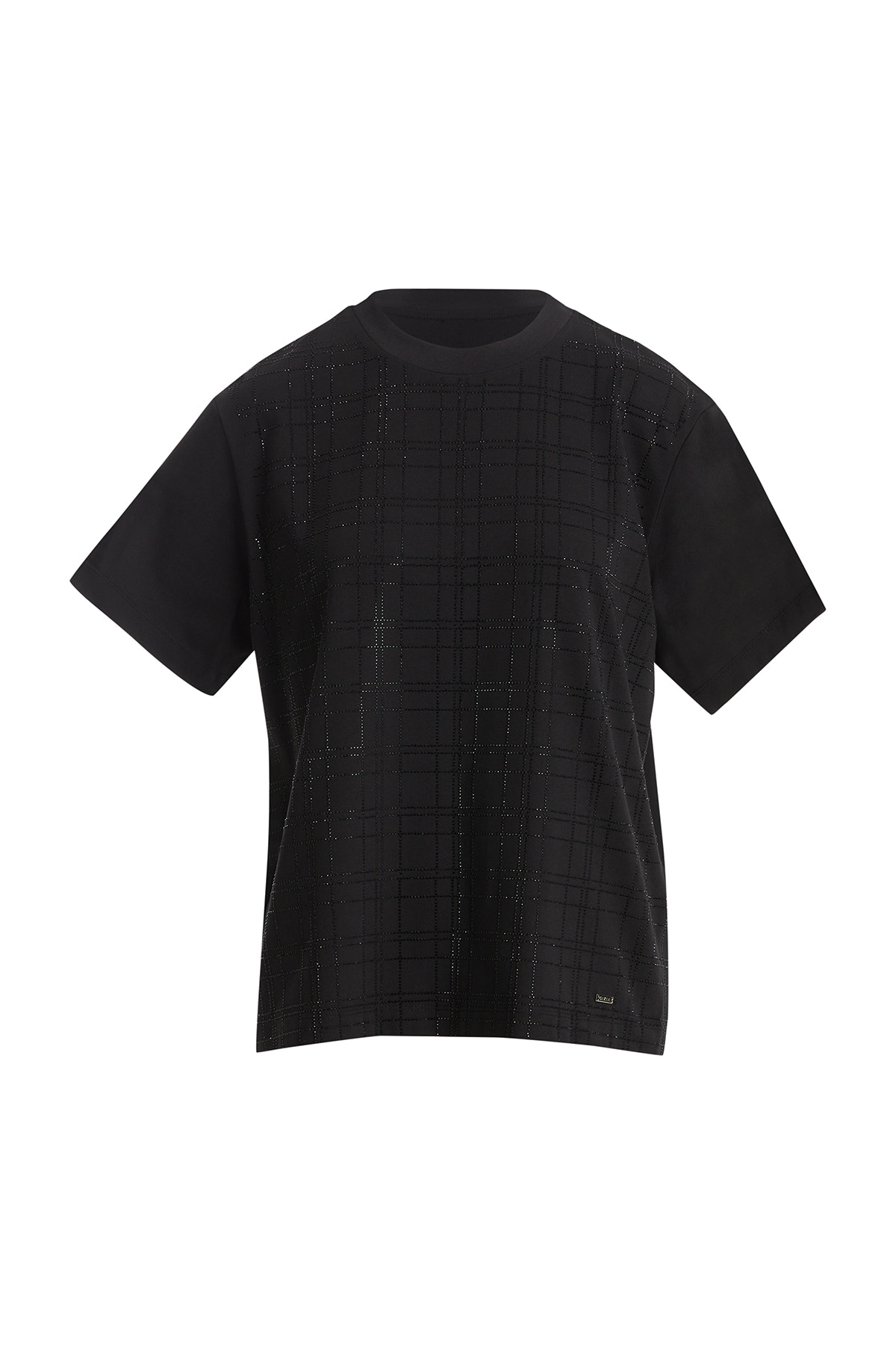 Taş Baskı Detaylı Logolu Siyah T-Shirt