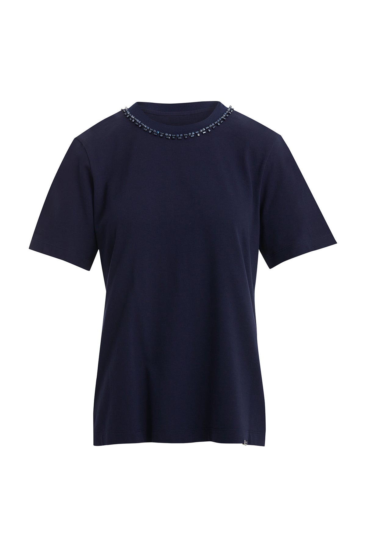 Yakası İşleme Detaylı Lacivert T-Shirt