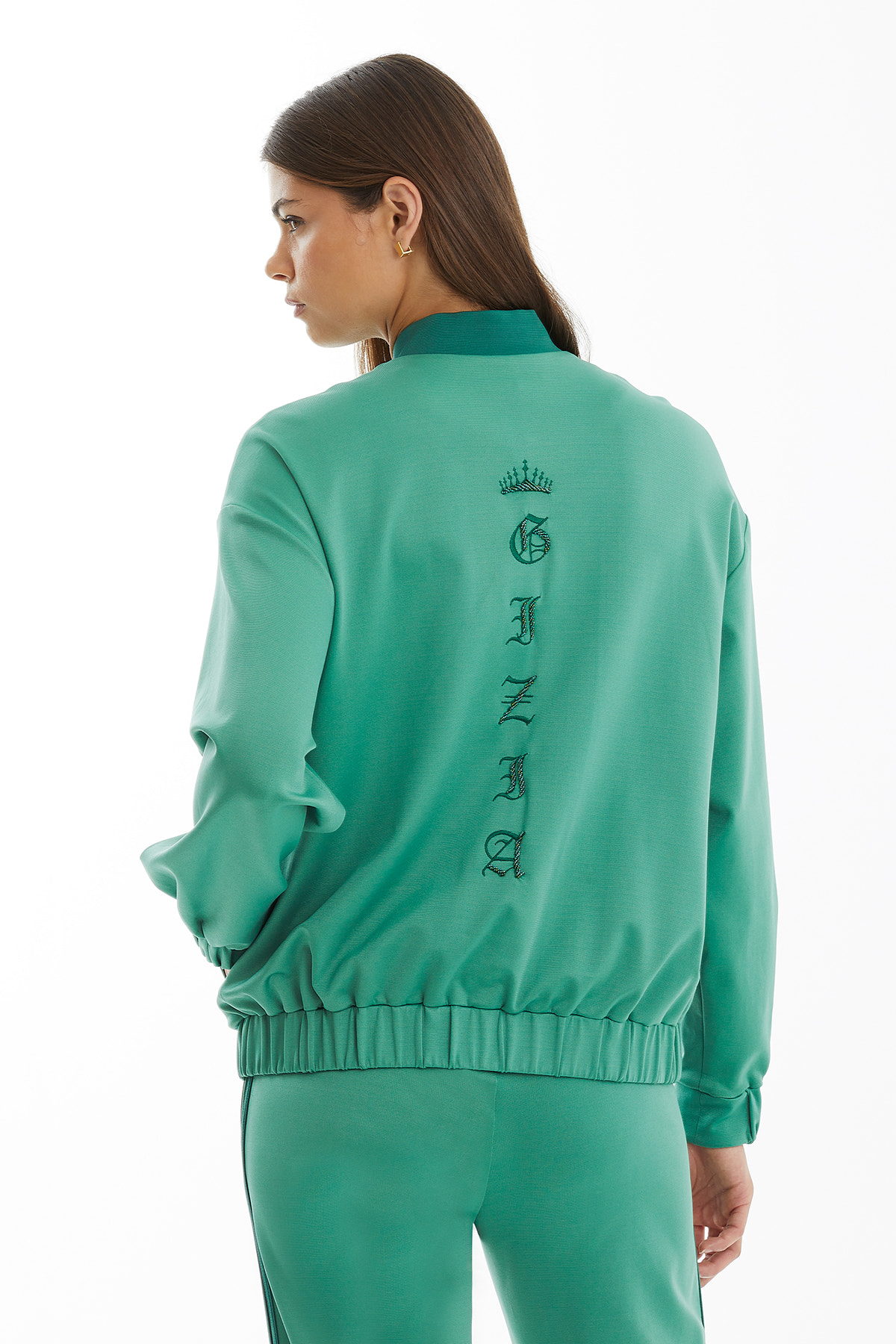 Nakış Ve Boncuk İşlemeli Yeşil Ceket