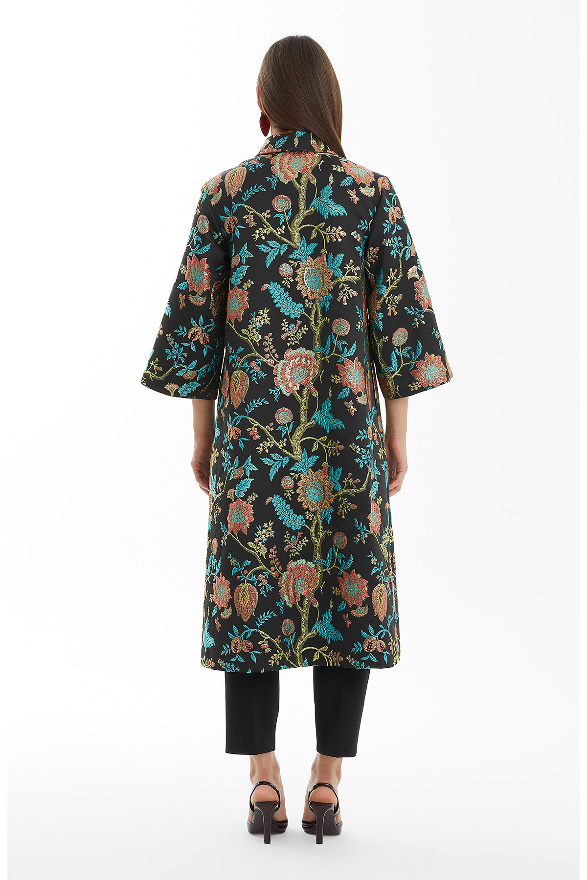 Çıtçıt Kapamalı Midi Siyah Kaftan