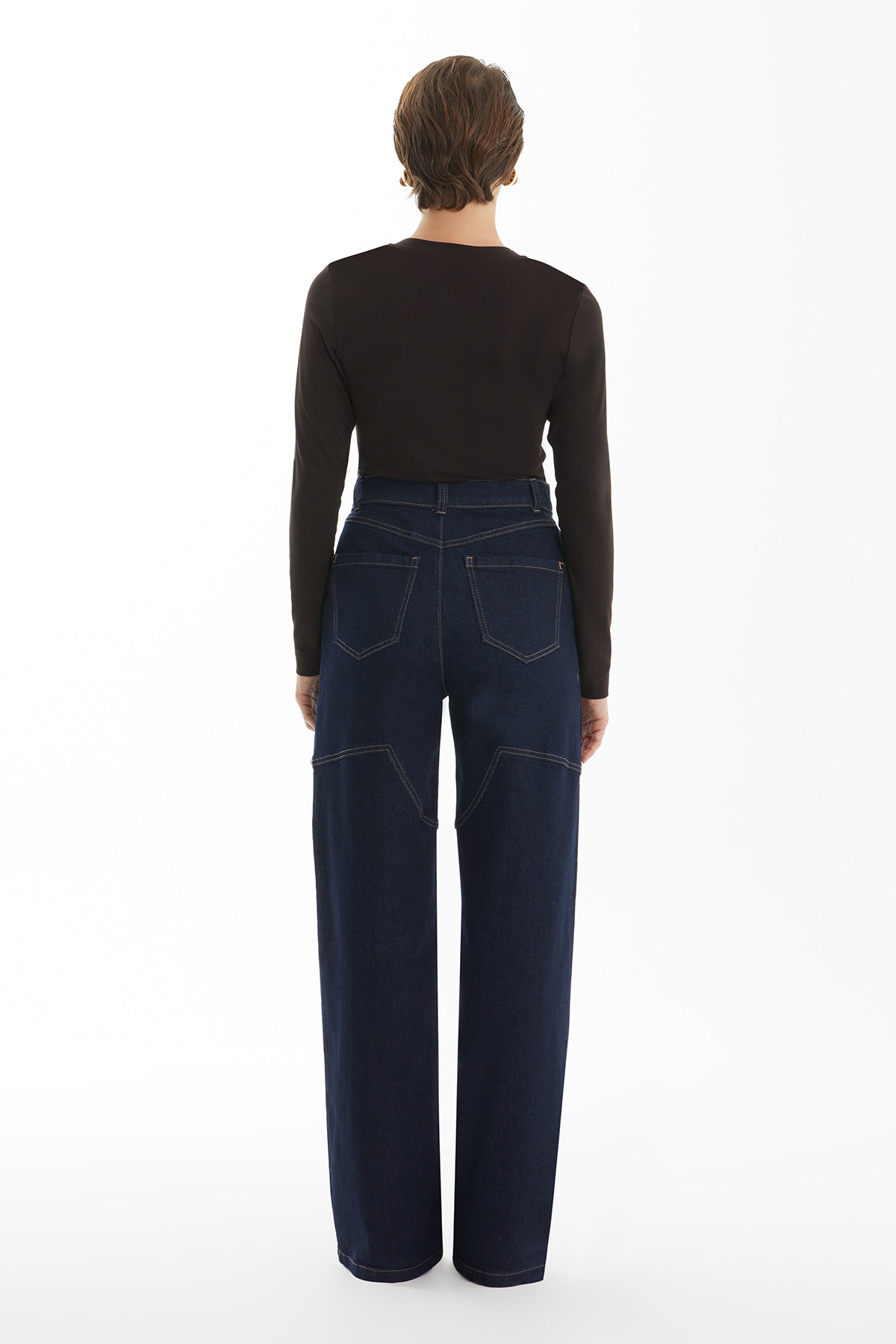 Dikiş Detaylı Lacivert Jean Pantolon