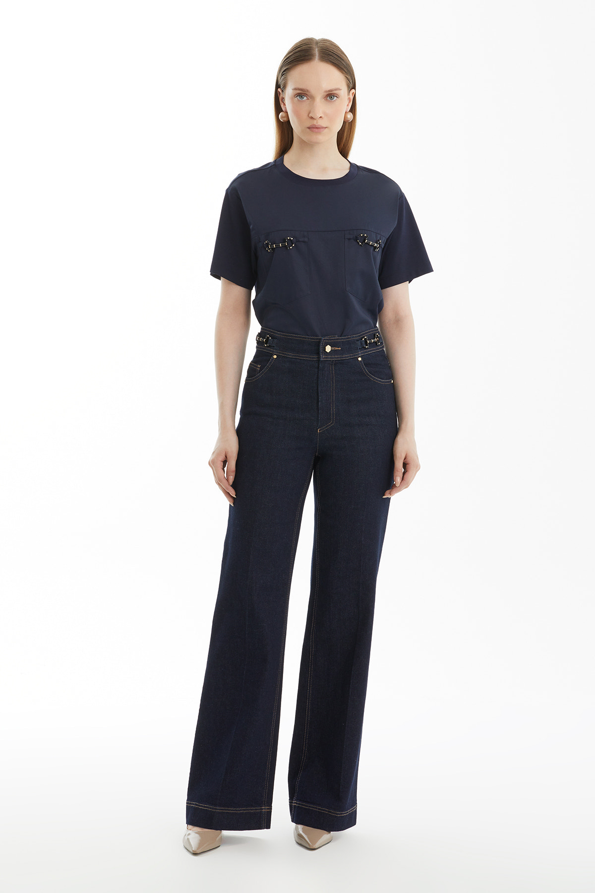 Flare Lacivert Jean Pantolon