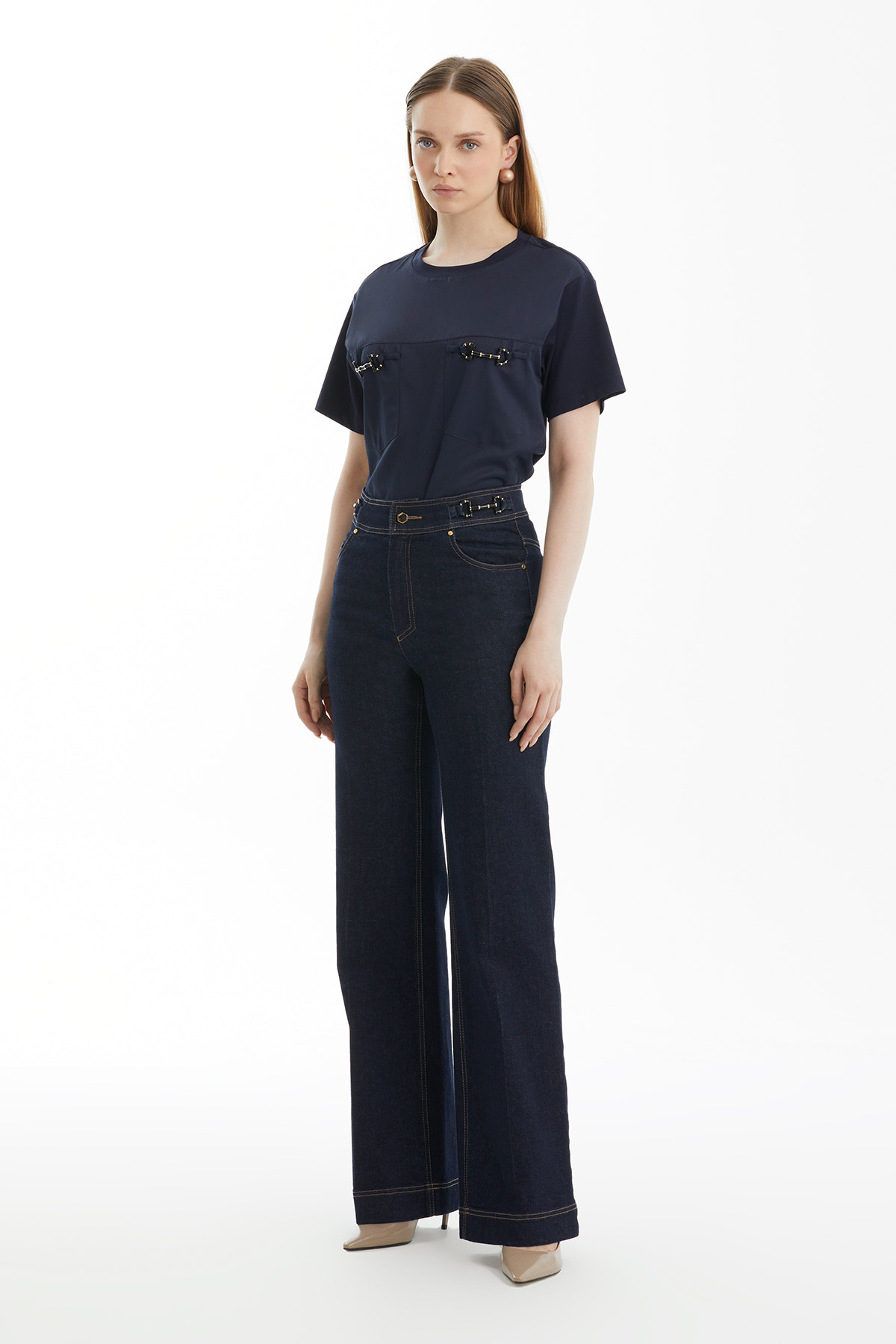 Flare Lacivert Jean Pantolon