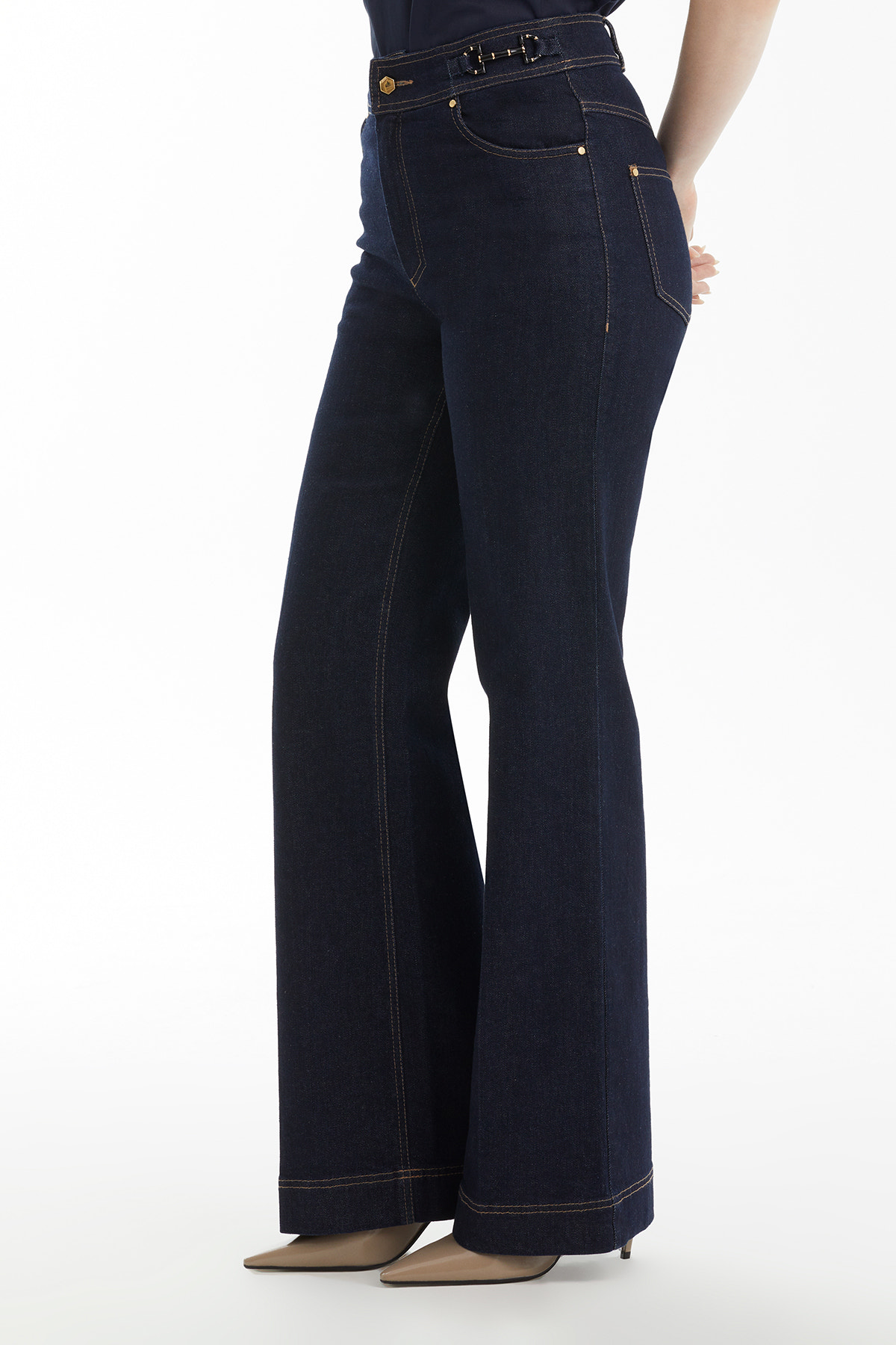 Flare Lacivert Jean Pantolon